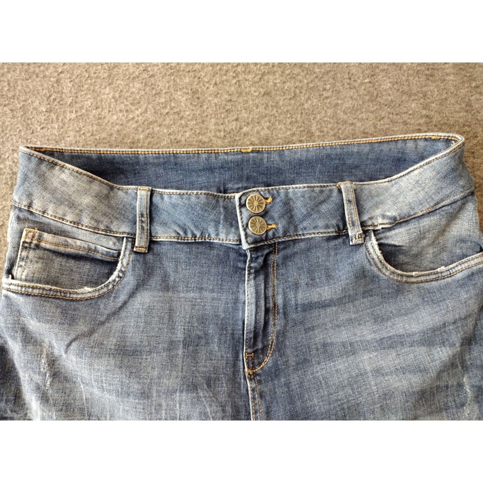 Doublet Unbranded Women's Jeans Shorts Bermuda High Rise 18 Blue Denim 3.5 Inseam 5-Pocket Cuffed Stretch Cotton Spandex Casual Beach Walking Resize Plus Size 40" / US 18 - 3 Thumbnail