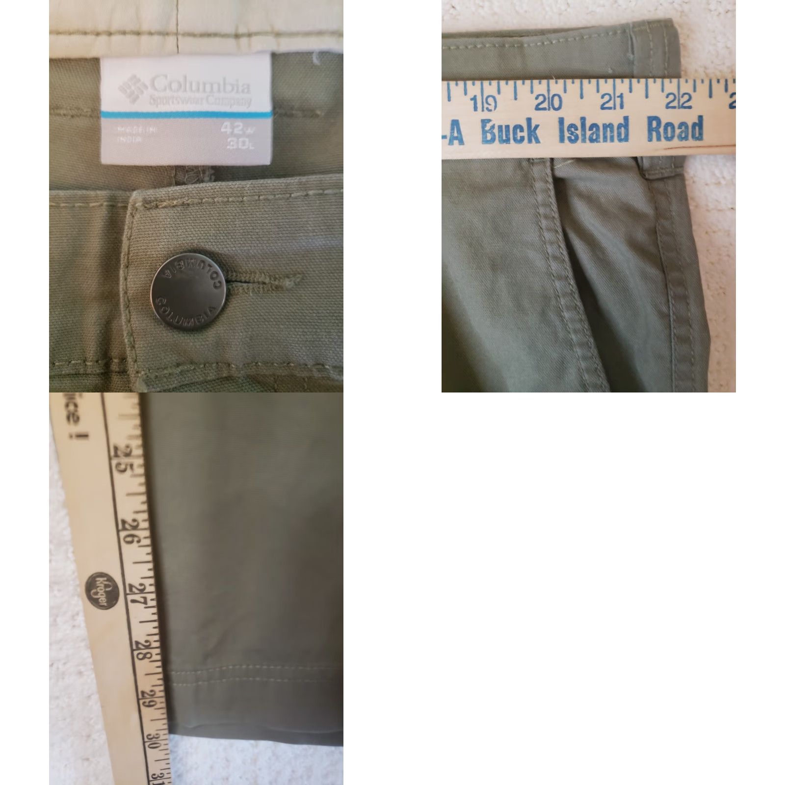 Vintage Columbia Pants Men 42x30 Canvas Khaki Green Zipper Side Pocket 5-Pocket Chino Casual Workwear Regular Straight Shirt? Size US 42 / EU 58 - 9 Thumbnail