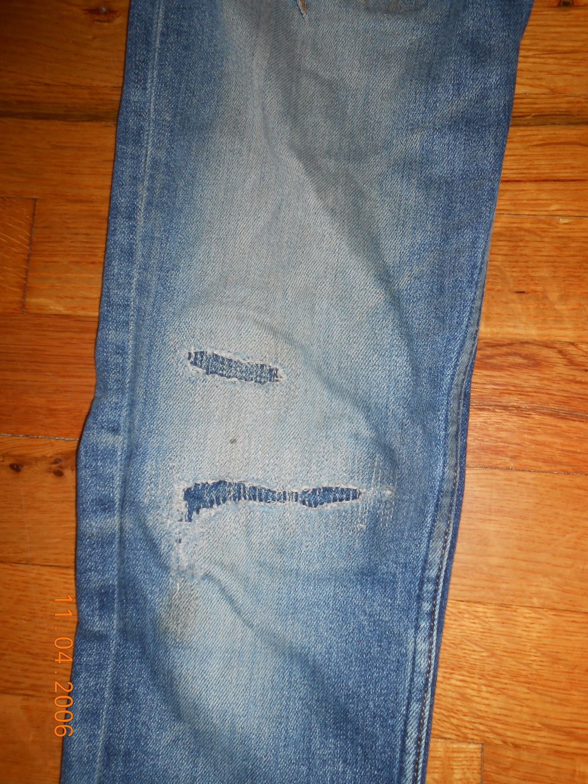 number (n)ine distressed repair denim