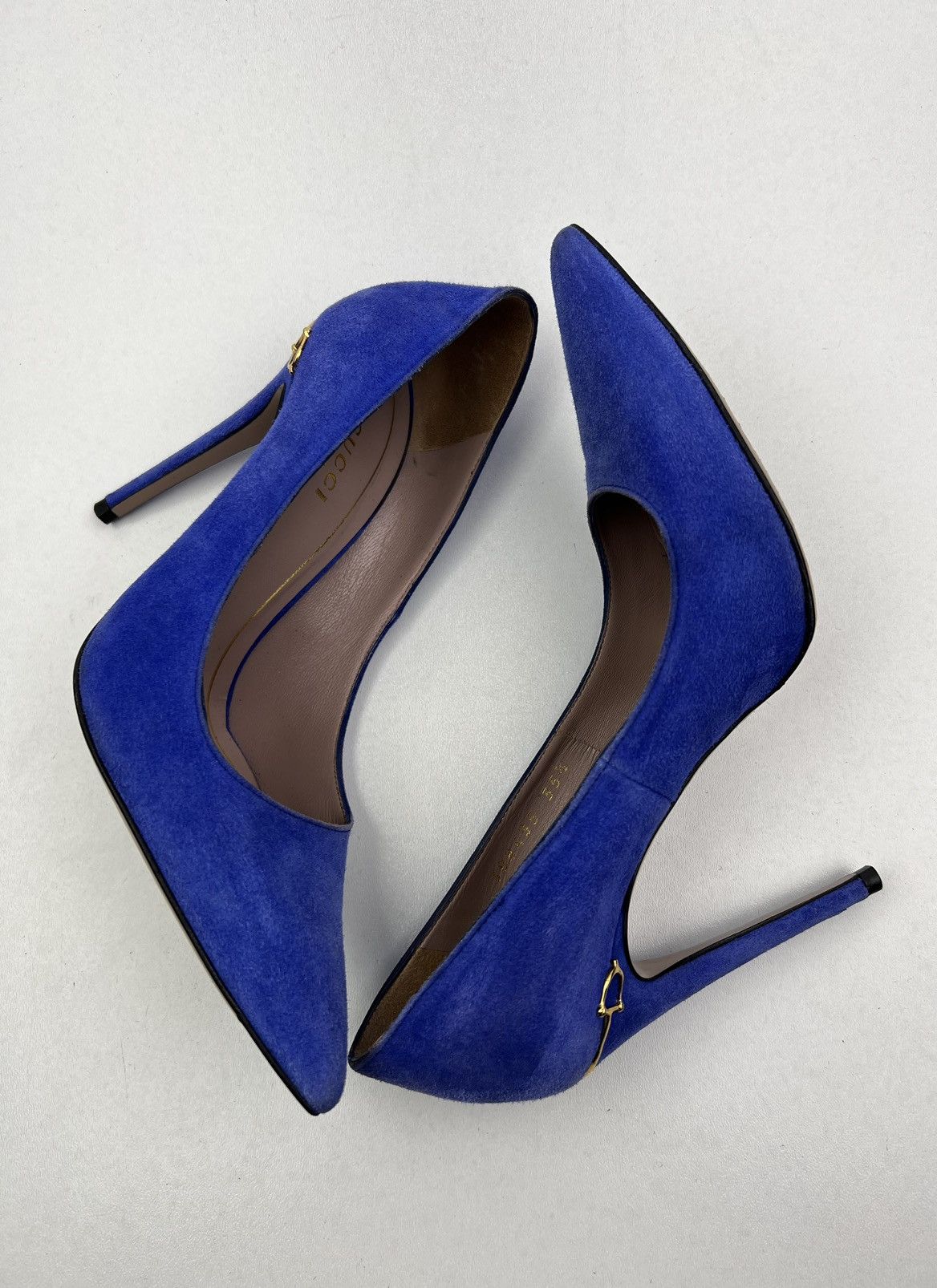 Gucci GUCCI Heels Suede Shoes HORSEBIT Pointed Toe Blue Wmn’s Size US 5.5 / IT 35.5 - 7 Thumbnail