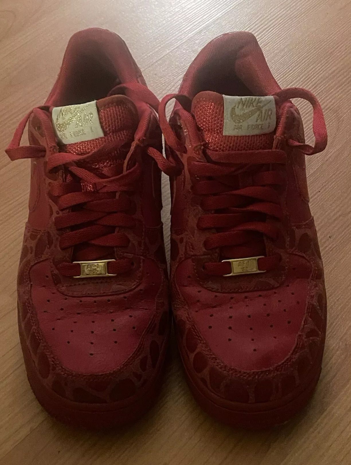 Nike NIKE AIR FORCE 1 '82 (2009) LEOPARD PRINT RED/GOLD Size US 9 / IT 39 - 1 Thumbnail