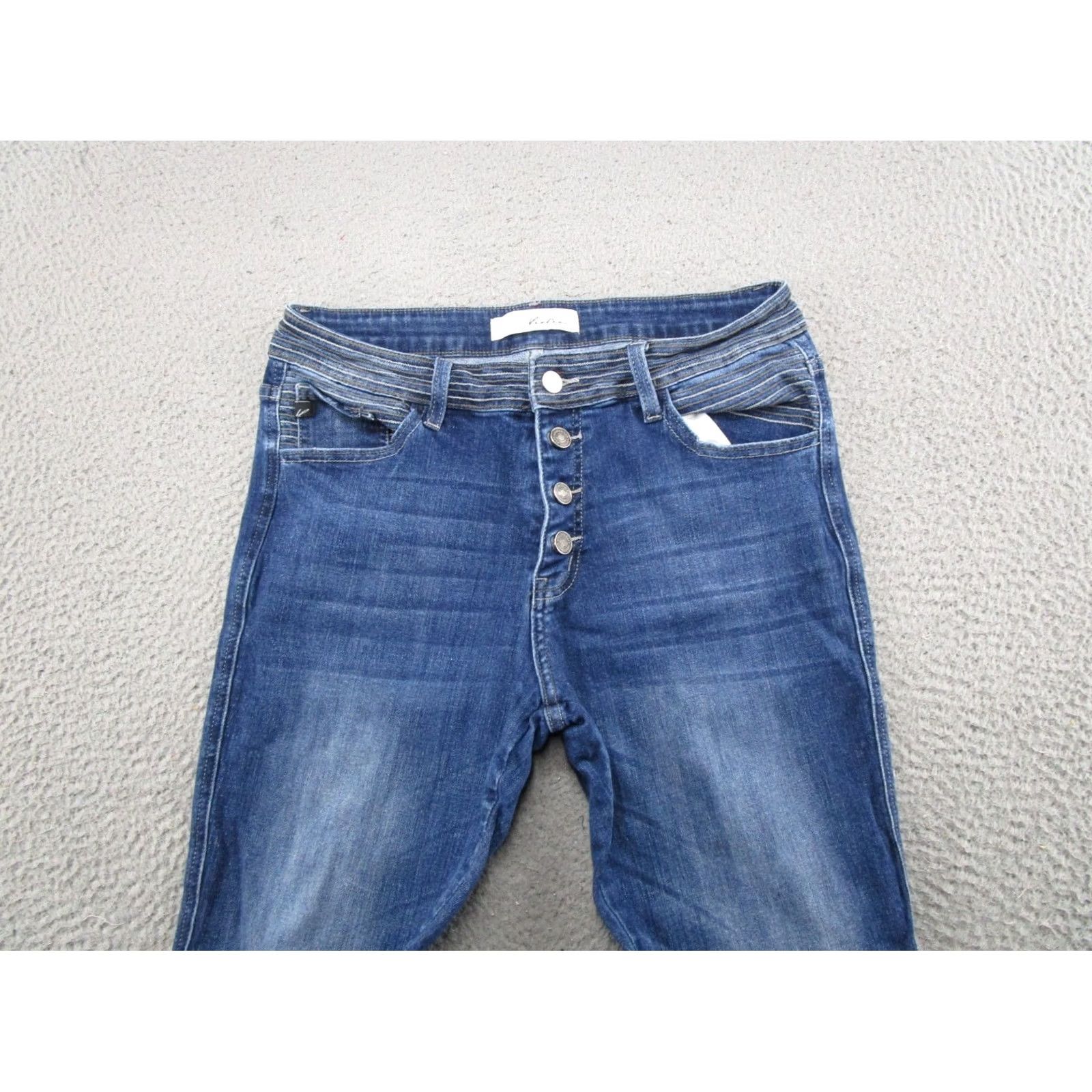 Vintage Kancan Button Fly Blue Stretch Denim Jeans Size 13/30 Mid Rise Cotton Blend Womens Jeans 5-Pocket Style Ankle Stretch Size 34" / US 12 / IT 48 - 3 Thumbnail