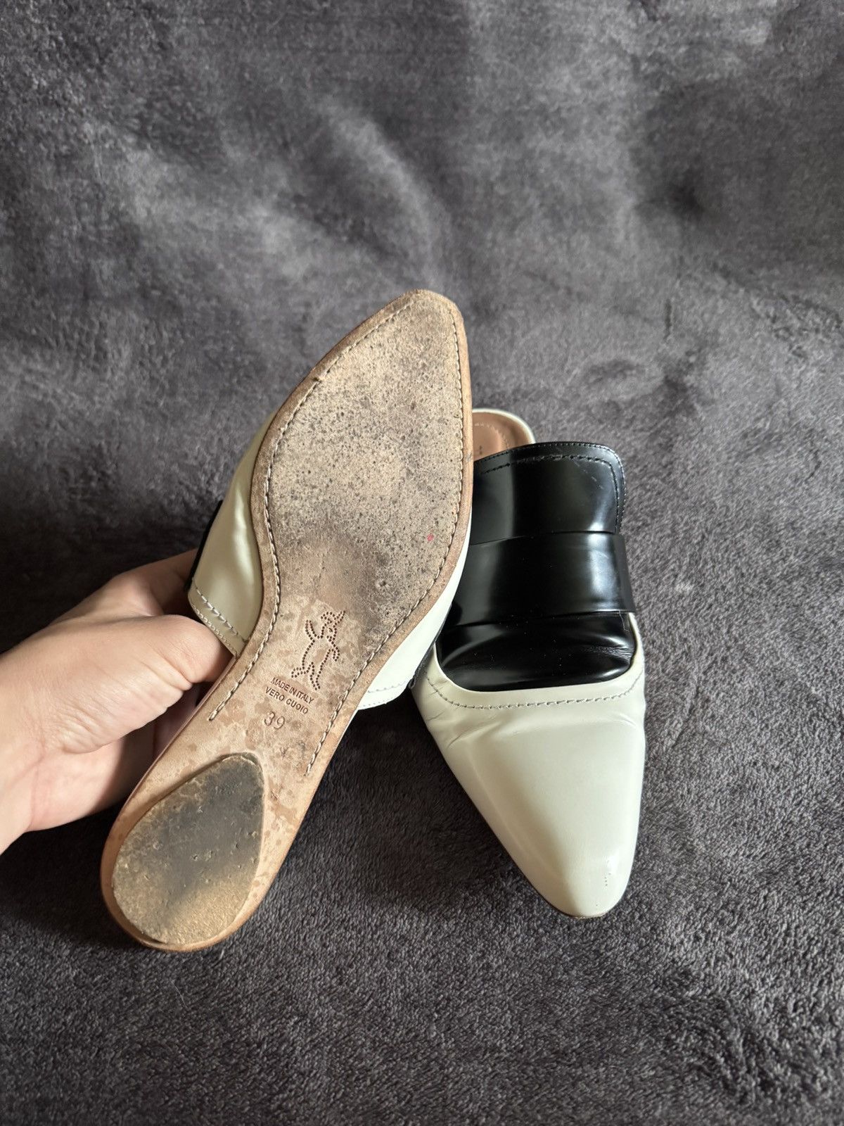 Marni Marni mules leather white and black vintage Size US 9 / IT 39 - 9 Thumbnail