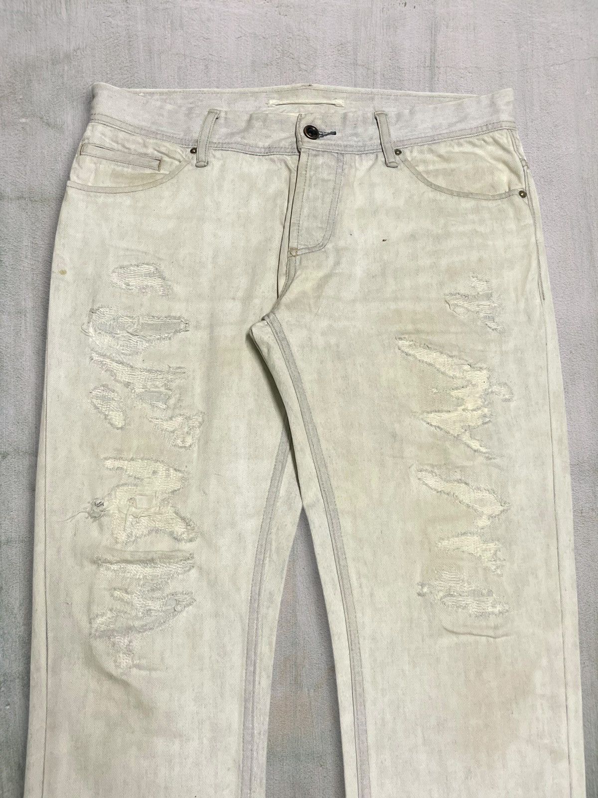 KOJIMA GENES Japanese Denim E Jeans by Kojima Ripped Punk Style Designer Size US 33 - 2 Thumbnail