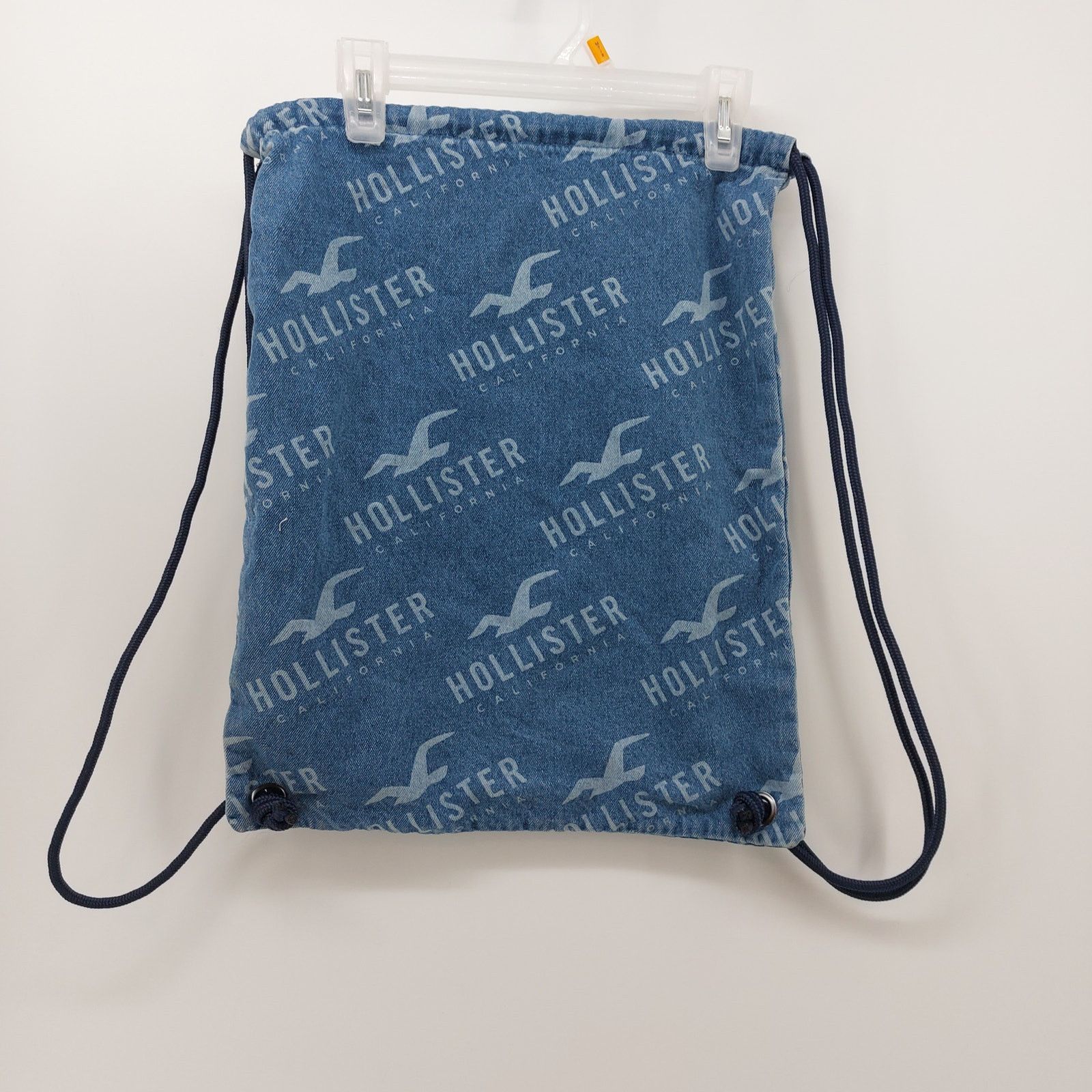 Hollister Hollister Logo Denim Back pack Y2k Style Drawstring Jean Bag Size ONE SIZE - 2 Thumbnail
