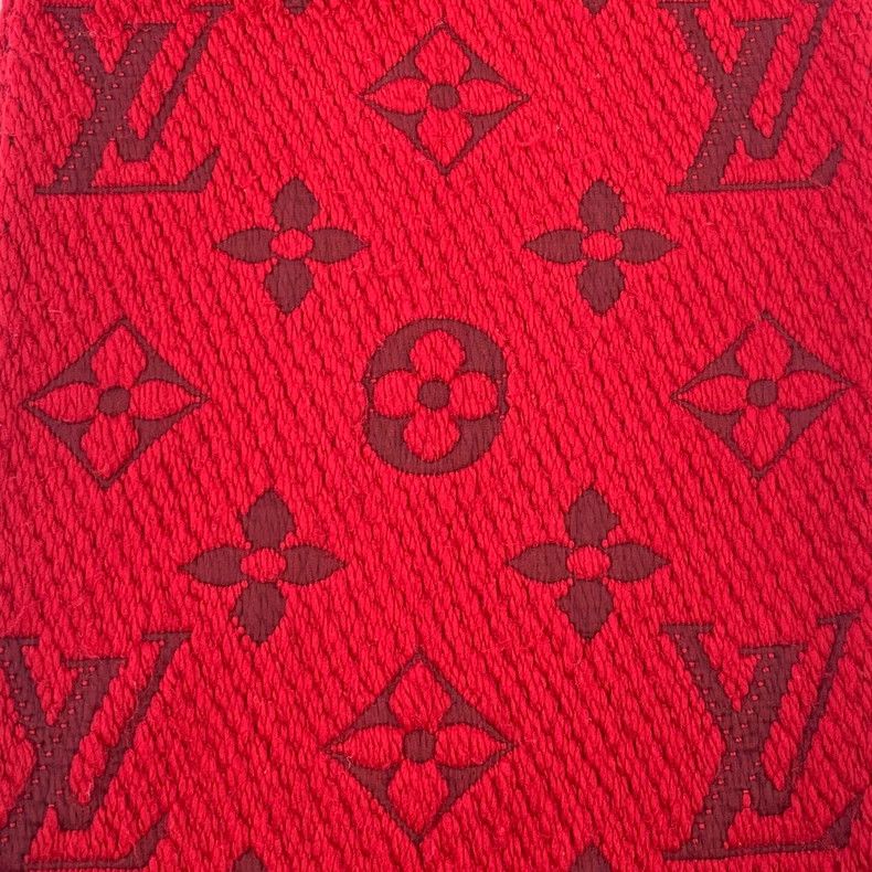 Louis Vuitton Louis Vuitton Red logo old flower full print wool fringe s Size ONE SIZE - 3 Thumbnail