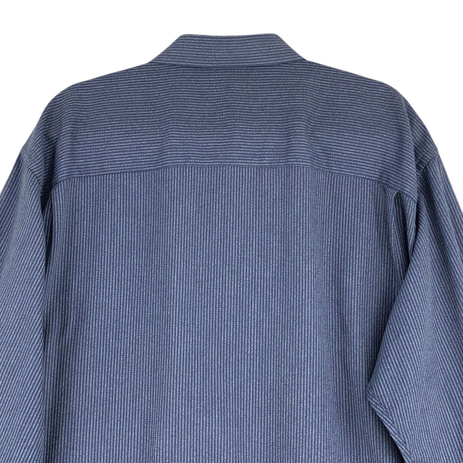 Yves Saint Laurent Yves Saint Laurent Shirt XL 17 34-35 Navy Vertical Stripe Size US XL / EU 56 / 4 - 9 Thumbnail