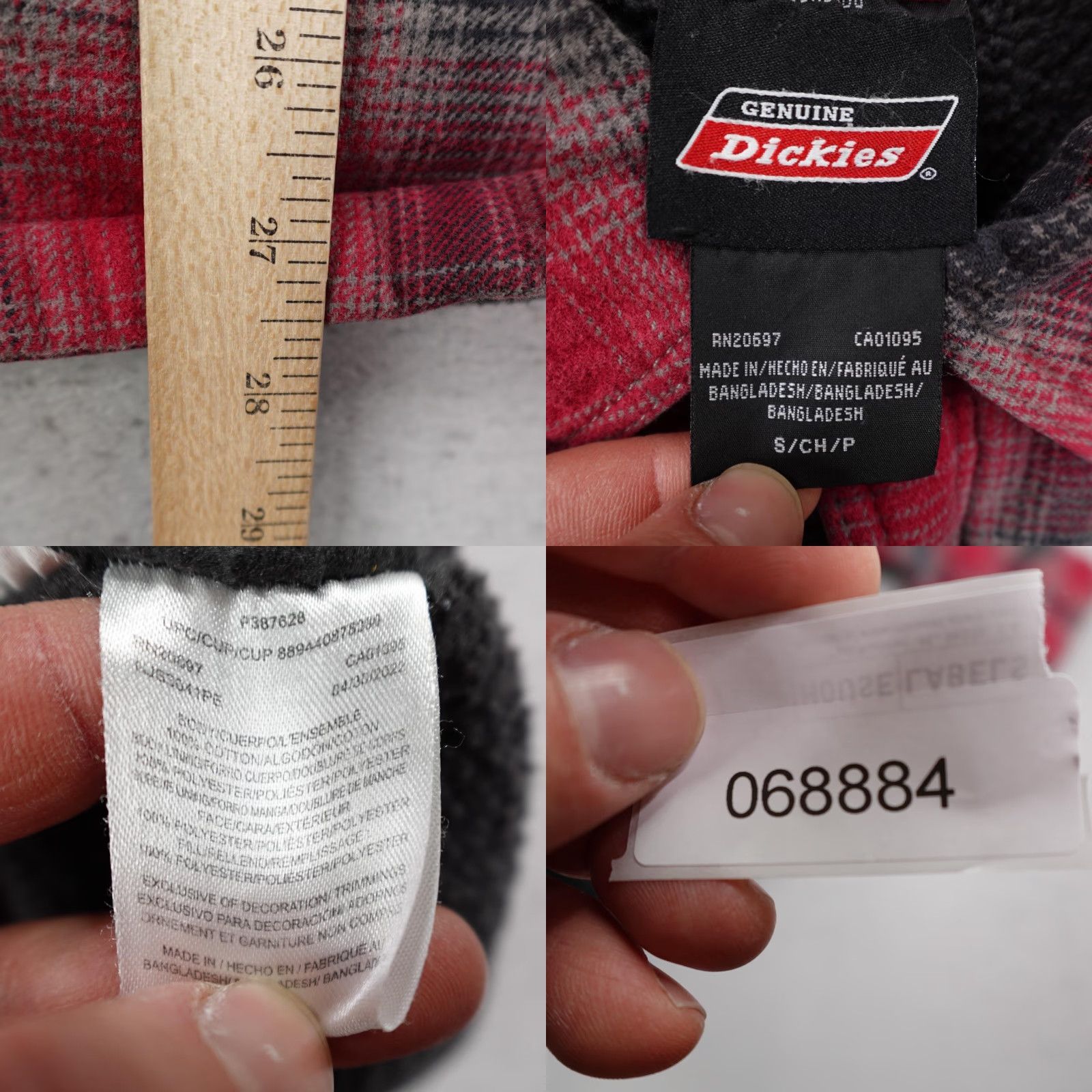 Dickies Dickies Jacket Mens Small Red Plaid Flannel Fleece Lined Snap Up Work Shacket Size US S / EU 44-46 / 1 - 8 Thumbnail