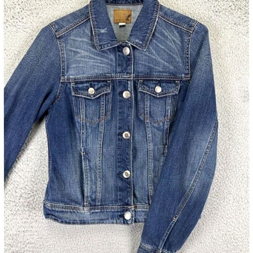 American Eagle Outfitters American Eagle Jacket Womens Petite Small Blue Denim Jean Coat Cotton Outdoor Size 28" / US 6 / IT 42 - 2 Thumbnail