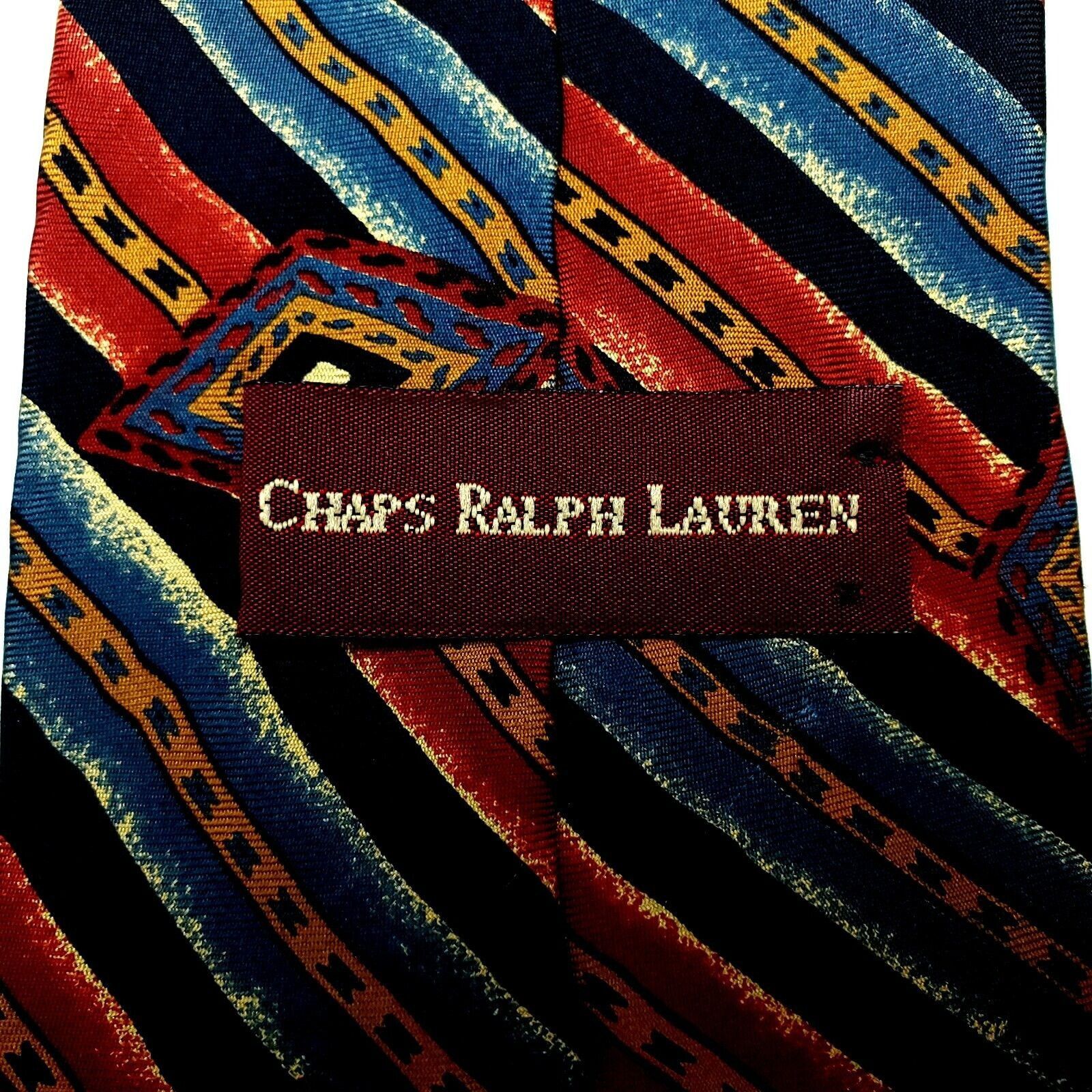 Chaps Chaps Ralph Lauren Silk Tie Striped Abstract Red Blue Skinny Size ONE SIZE - 3 Thumbnail