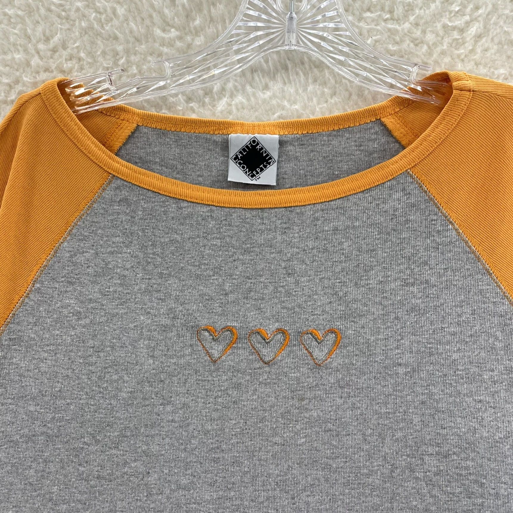Vintage VINTAGE 90s Y2K Shirt 2X Women Grey Orange Raglan Baseball Sporty Preppy California Concepts 2XL Shirt Mens Womens Girls? Size XXL / US 16-18 / IT 52-54 - 3 Thumbnail