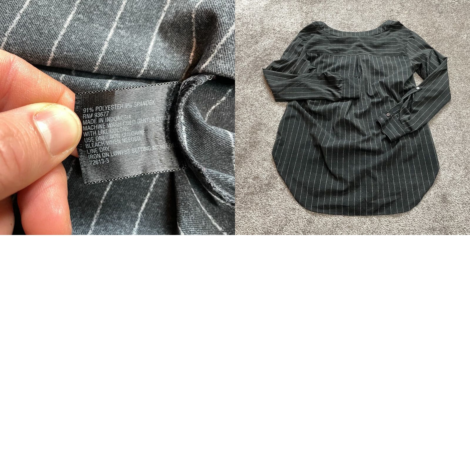 Worthington Worthington Blouse Shirt Womens S Dark Gray Striped Long Sleeve Polyester V-Neck Pullover Size S / US 4 / IT 40 - 8 Thumbnail