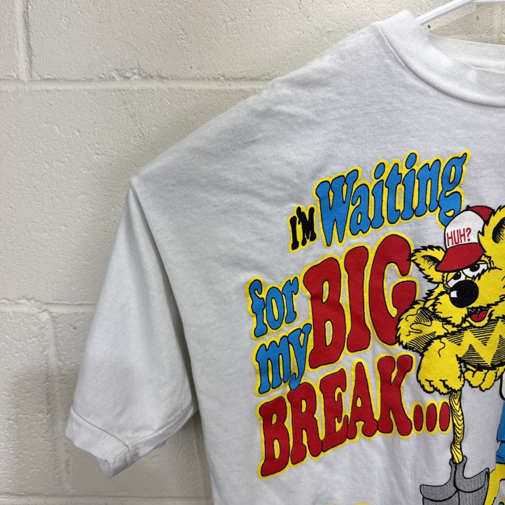 Vintage VINTAGE 1990s Waiting on My Big Dream Lunch Graphic T-Shirt Mens XL White Casual Humor Cotton Size US XL / EU 56 / 4 - 6 Thumbnail