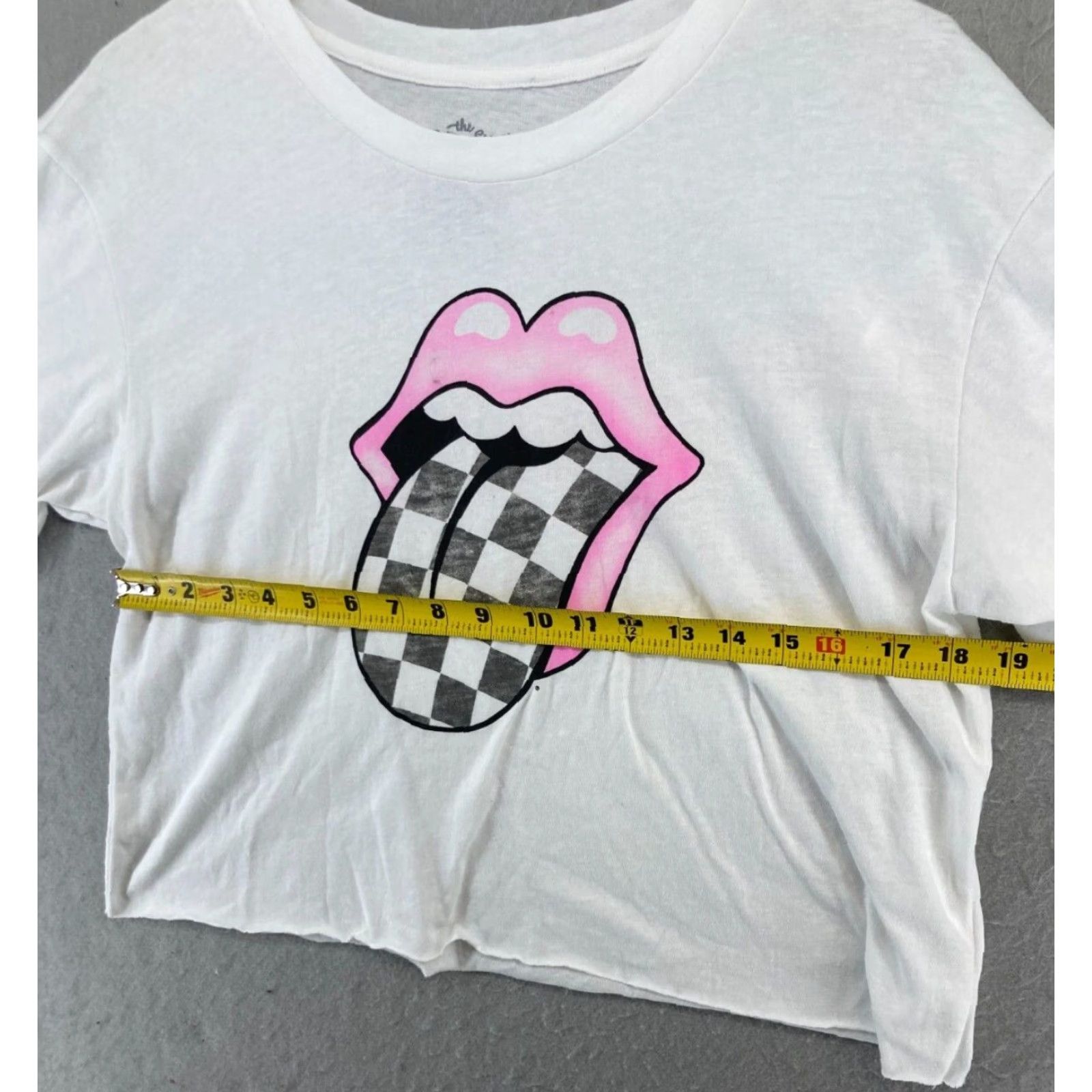 Vintage The Rolling Stones Graphic Print Cropped T-Shirt Womens XS White 80s Rock Size XS / US 0-2 / IT 36-38 - 2 Thumbnail