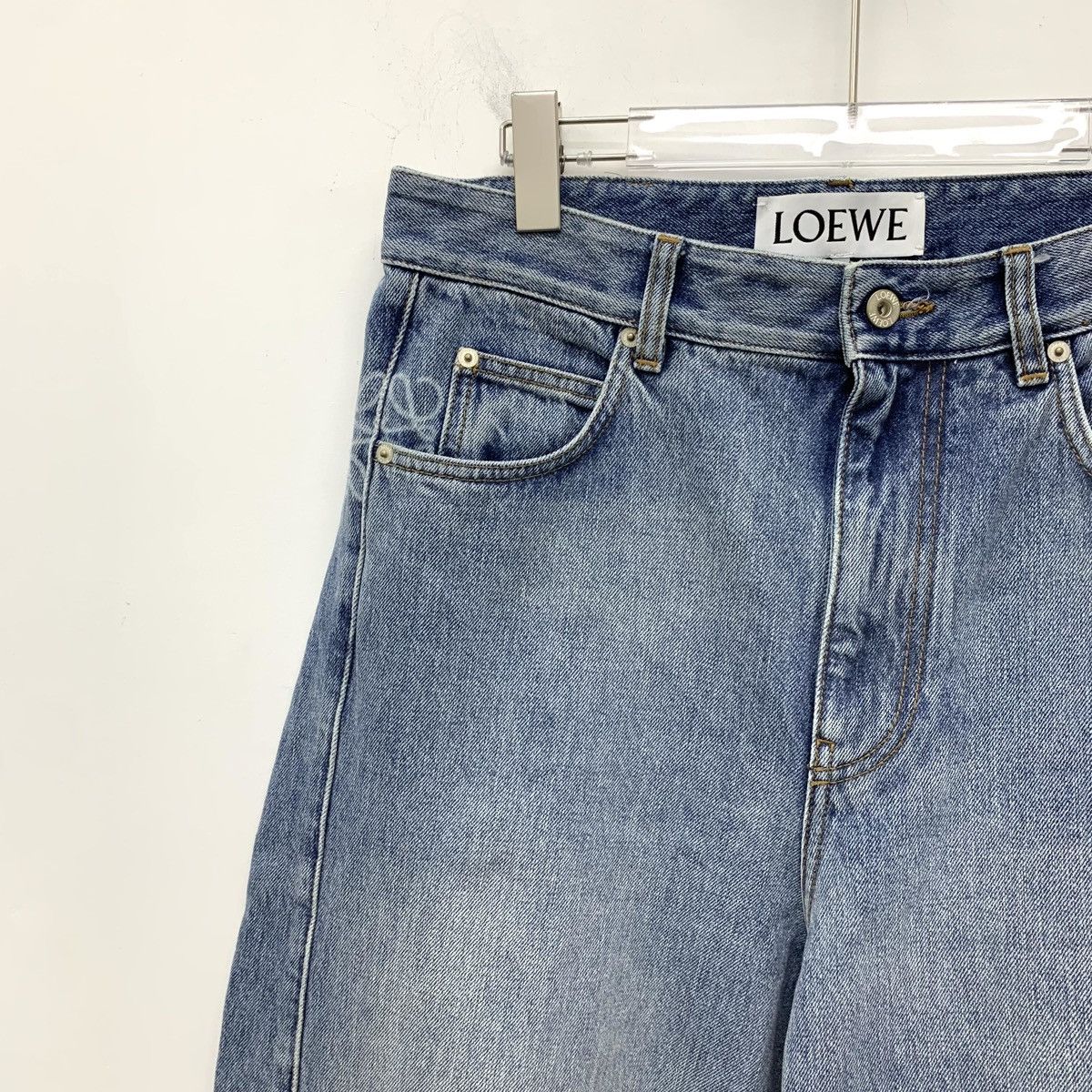 Loewe Loewe Blue Washed Cotton Denim Wide-leg Pants K26WX Size 26" / US 2 / IT 38 - 3 Thumbnail