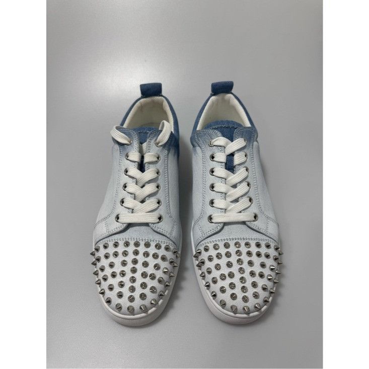 Christian Louboutin Christian Louboutin Louis Junior Spikes Flat Denim Blue Whit Size US 11 / EU 44 - 2 Thumbnail