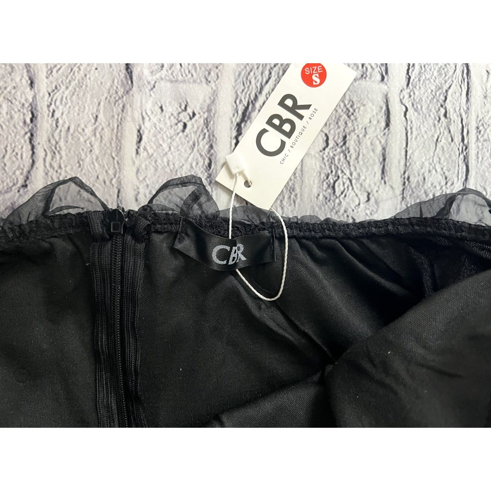 Vintage NWT CBR Sexy Little Black Dress Sheer Long Sleeve Cinch Off the Shoulder Small Dress Women Lace Up Short Black Sexy 90s? Size S / US 4 / IT 40 - 6 Thumbnail