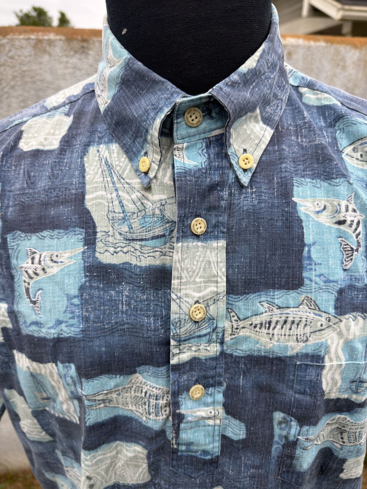 Reyn Spooner PreOwned Reyn Spooner Blue Hawaiian Print 3/4 Button Men's M Size US M / EU 48-50 / 2 - 3 Thumbnail
