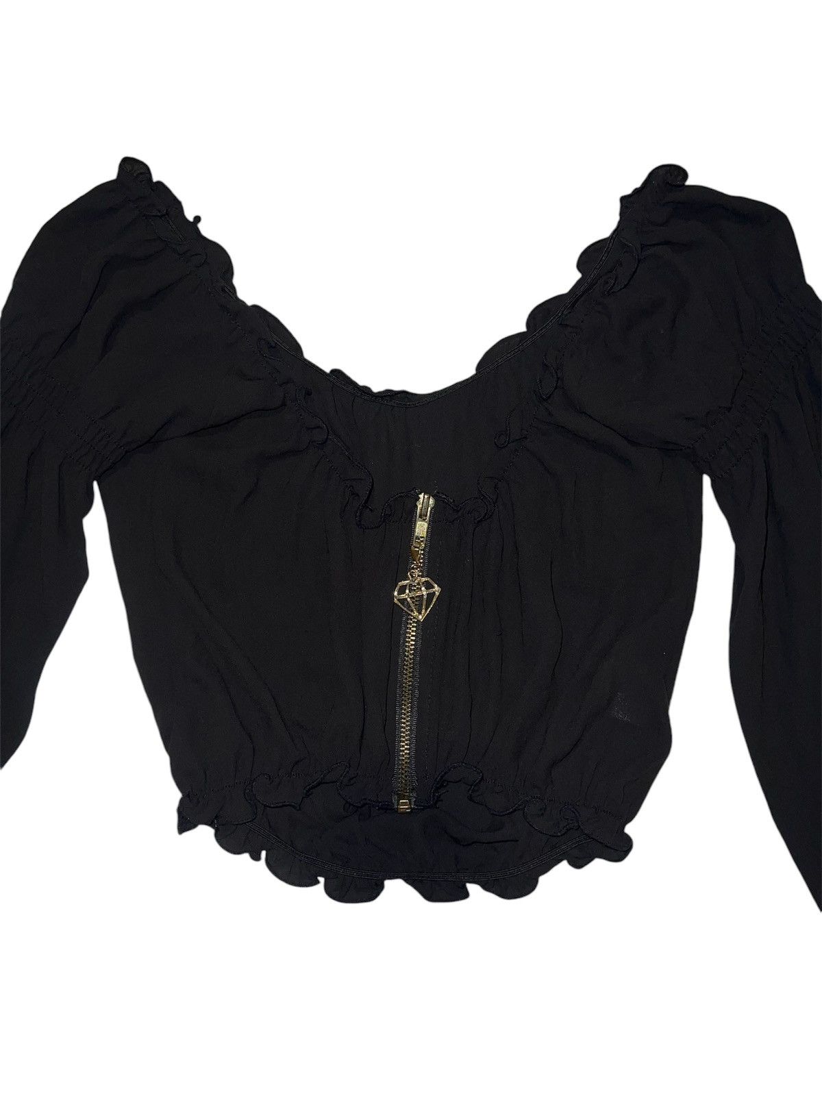 Japanese Brand D.i.a gyaru ruffle cropped blouse 🖤 Size ONE SIZE - 13 Thumbnail