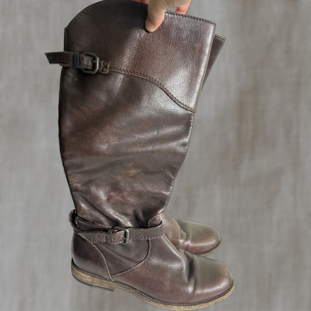 Frye Frye Boots Knee-High Brown Leather Pull On 8B Women’s Shaft Knee-High Casual, Workwear, Party/Cocktail, Business Size US 8 / IT 38 - 1 Thumbnail