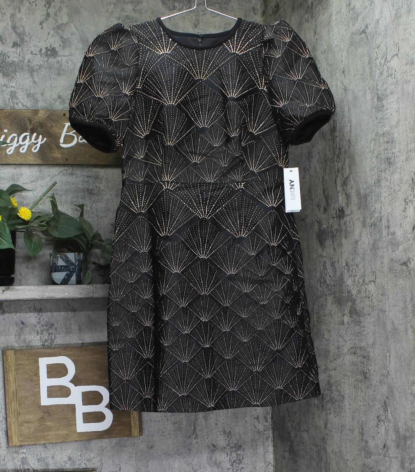DKNY Nwt Dkny Neck Mini Fit And Flare Dress Black / Gold 10 Size L / US 10 / IT 46 - 1 Thumbnail