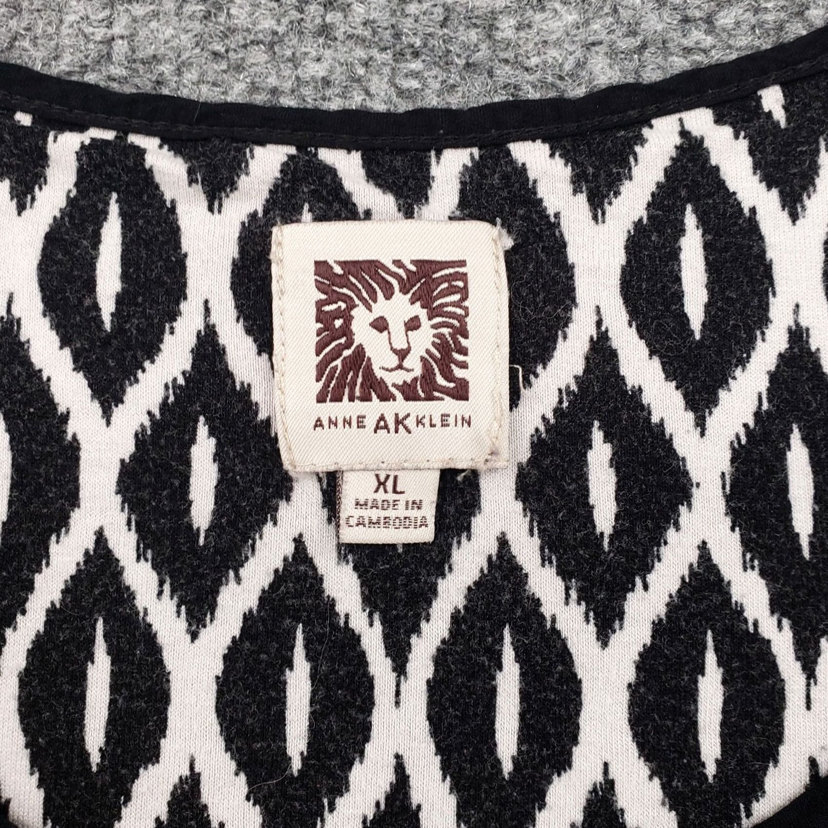 Anne Klein Anne Klein Dress Womens XL Black Shift Diamont Print Round Neck Short Sleeves Size 40" / US 18 - 3 Thumbnail