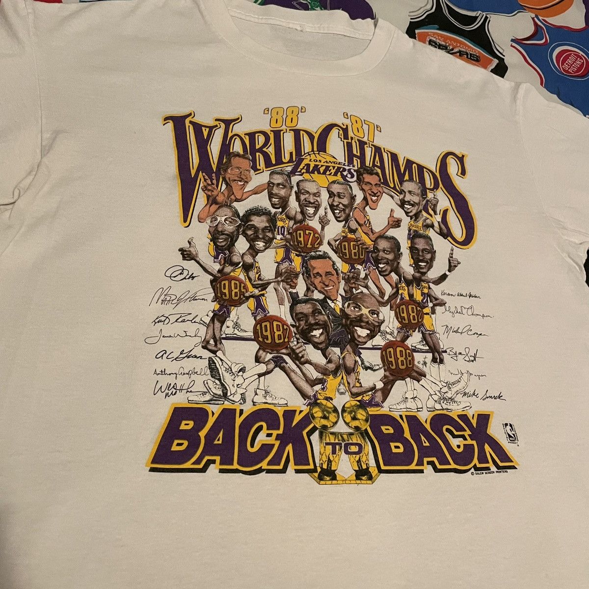NBA × Vintage Vintage 1988 NBA Los Angeles Lakers Back To Back Tee Size US L / EU 52-54 / 3 - 2 Thumbnail