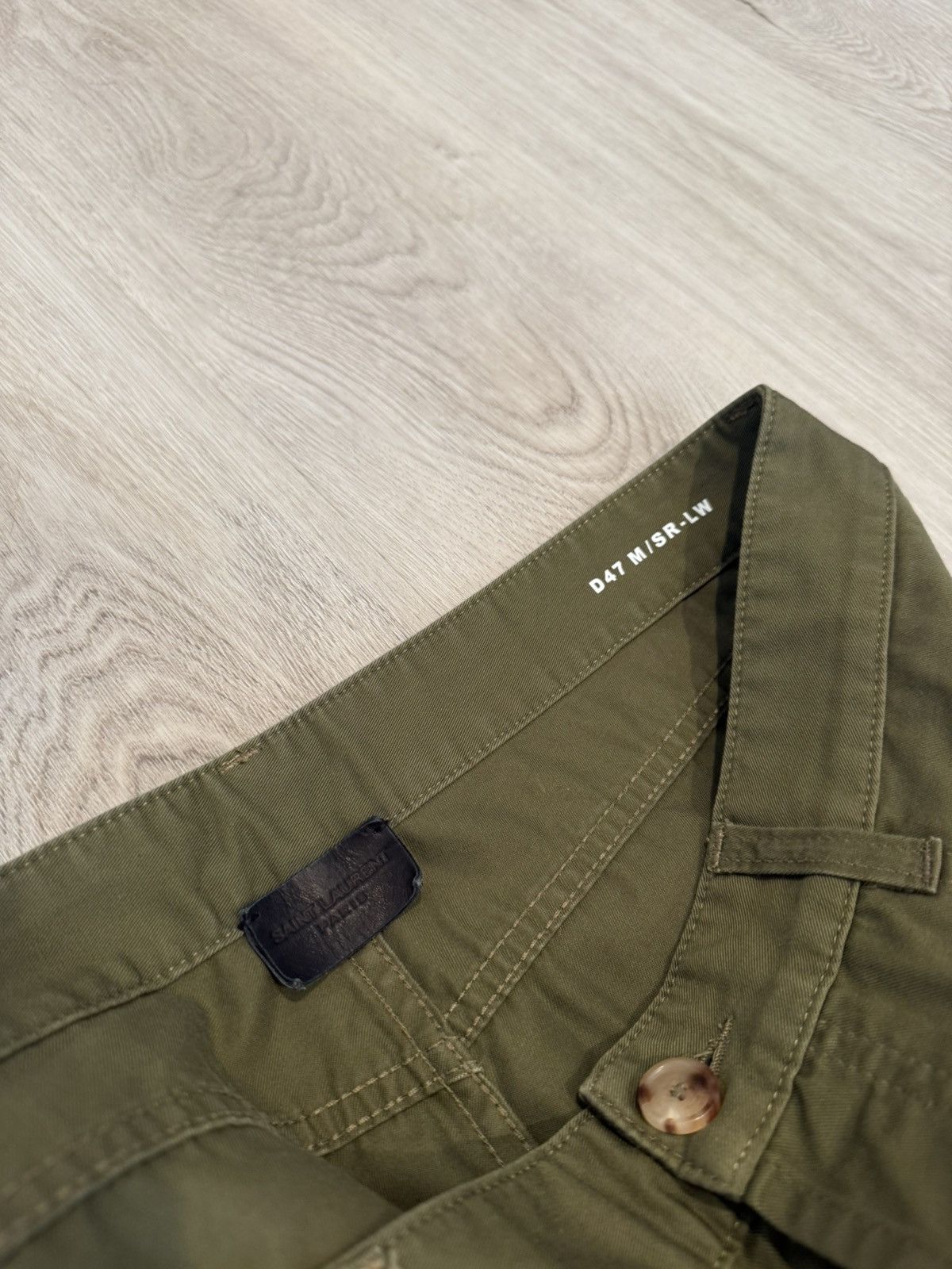 Saint Laurent Paris s/s 2024 olive denim cut pants!! Size US 32 / EU 48 - 6 Thumbnail