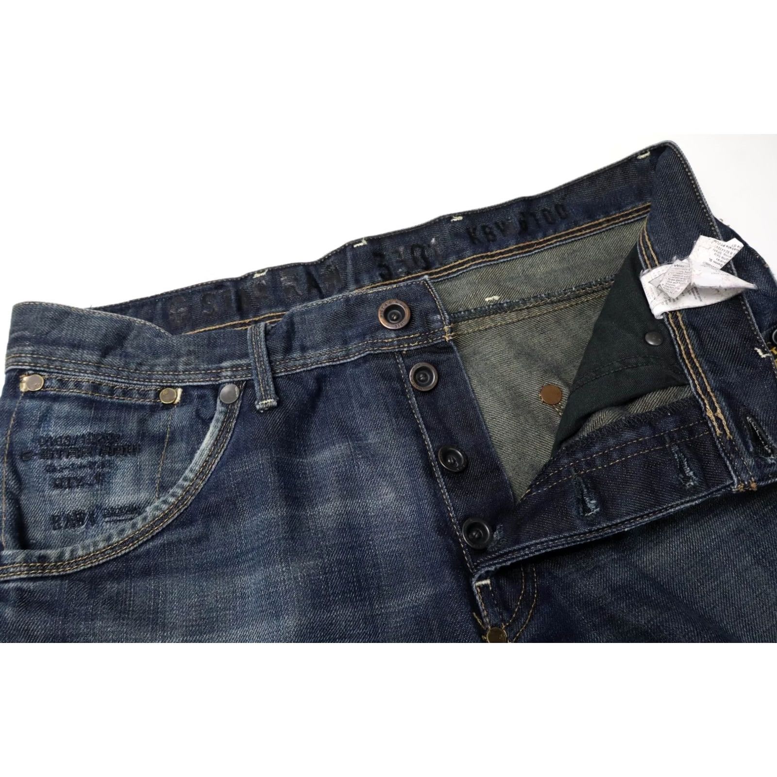 G-Star G-STAR Jeans Men's W32/L32 Regular Blue Faded Whiskers Button Fly Logo Classic Denim Jeans Mens Regular Fit Size US 32 / EU 48 - 4 Thumbnail