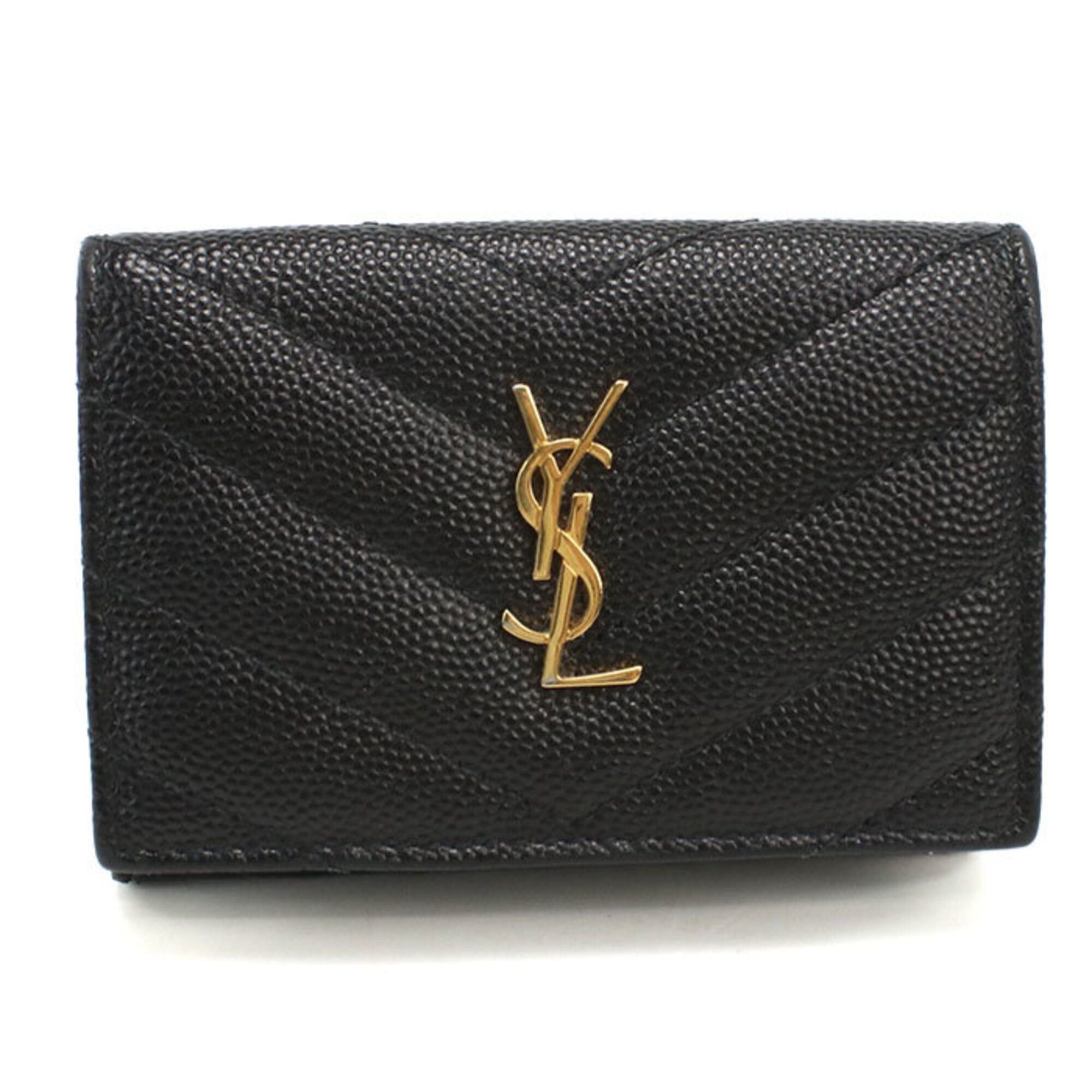 Saint Laurent Paris Saint Laurent Tri-fold Wallet 668274 Origami Tiny YSL Monogram Women's Black Size ONE SIZE - 1 Thumbnail