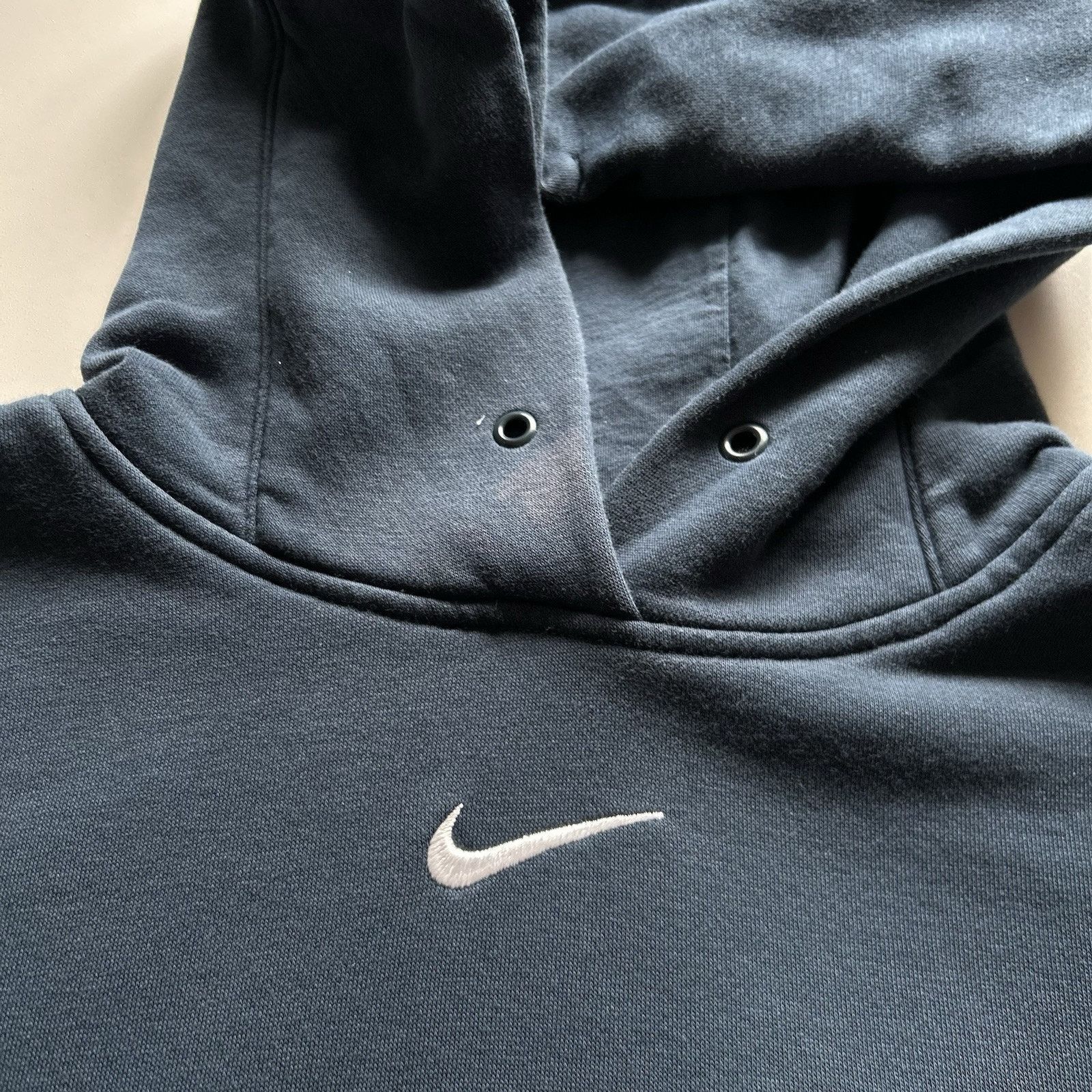 Nike × Vintage Nike Center Swoosh Navy Blue Women’s Oversized Hoodie Small Size S / US 4 / IT 40 - 3 Thumbnail
