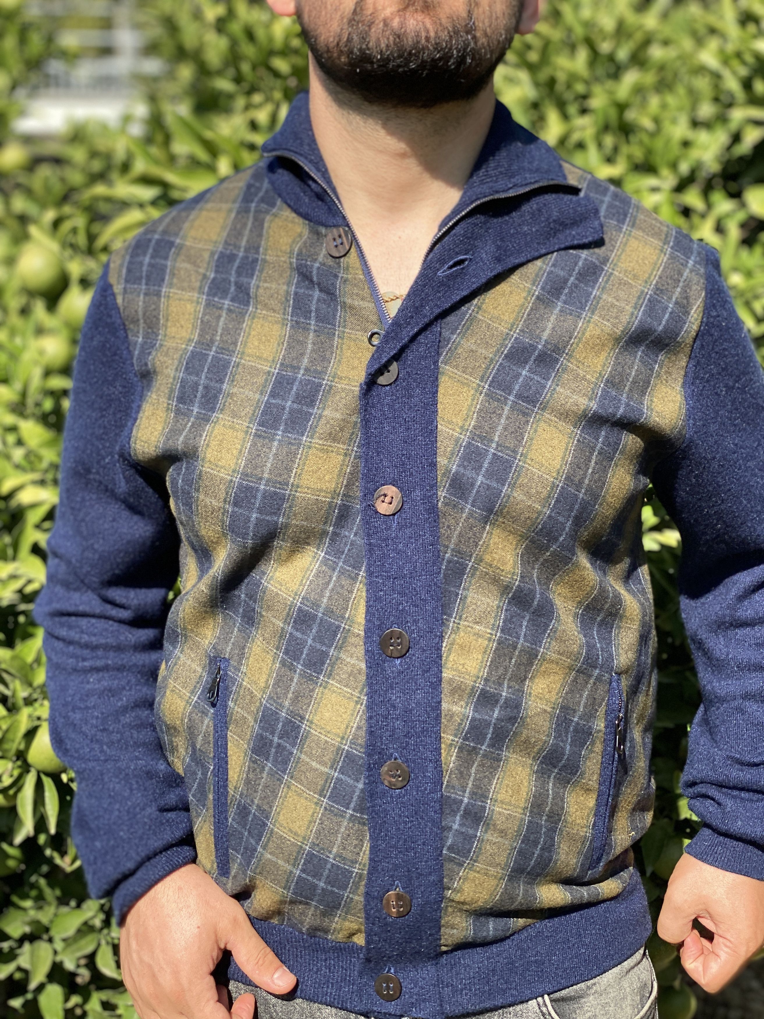 image of 1950$ Isaia Napoli Pure Cashmere 100% Cardigan Size 2Xl 58 in Navy Blue, Men's
