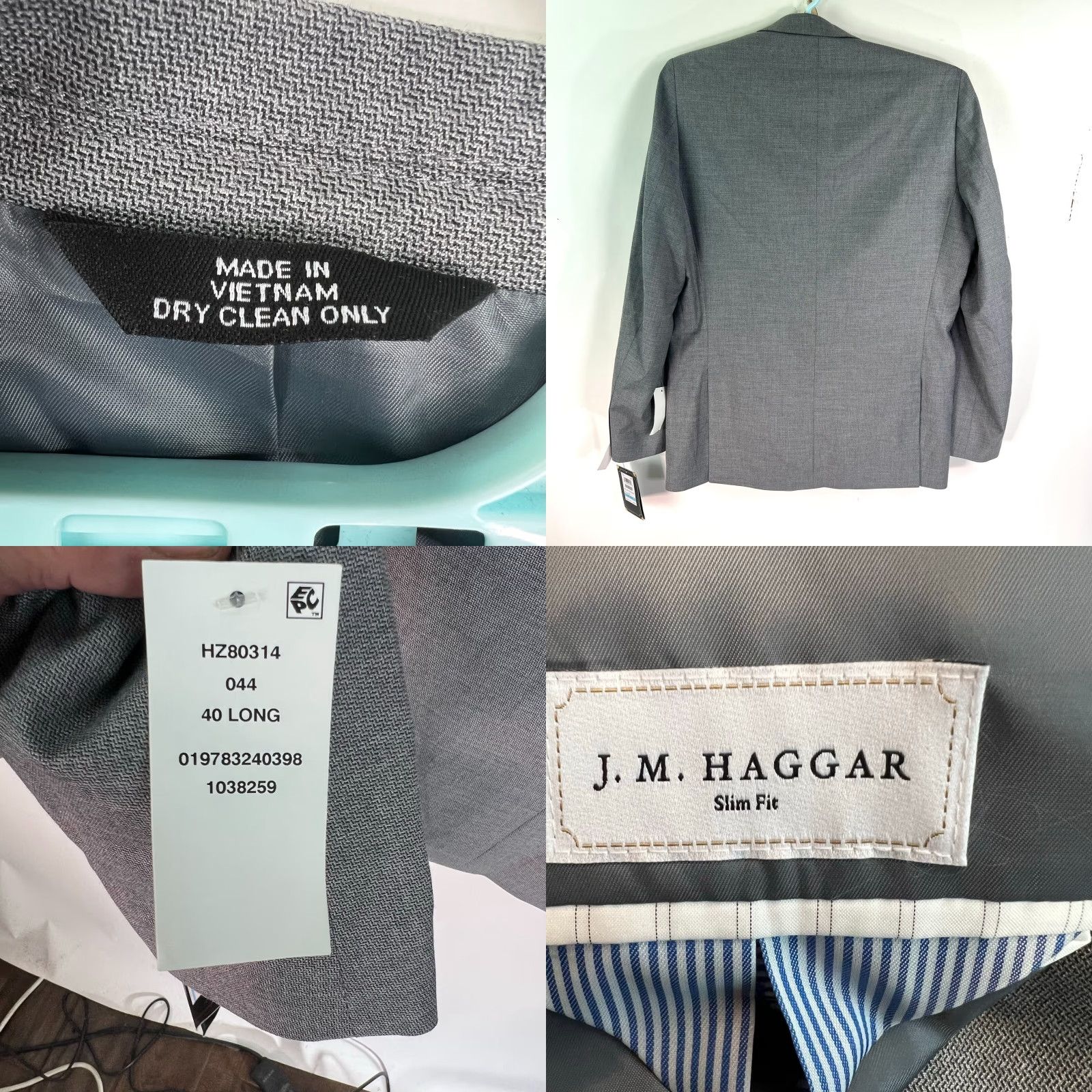 Haggar Haggar J.M. Hagger Joe III Slim Fit Stretch Blazer Mens Size 40 Gray Size 40R - 8 Thumbnail