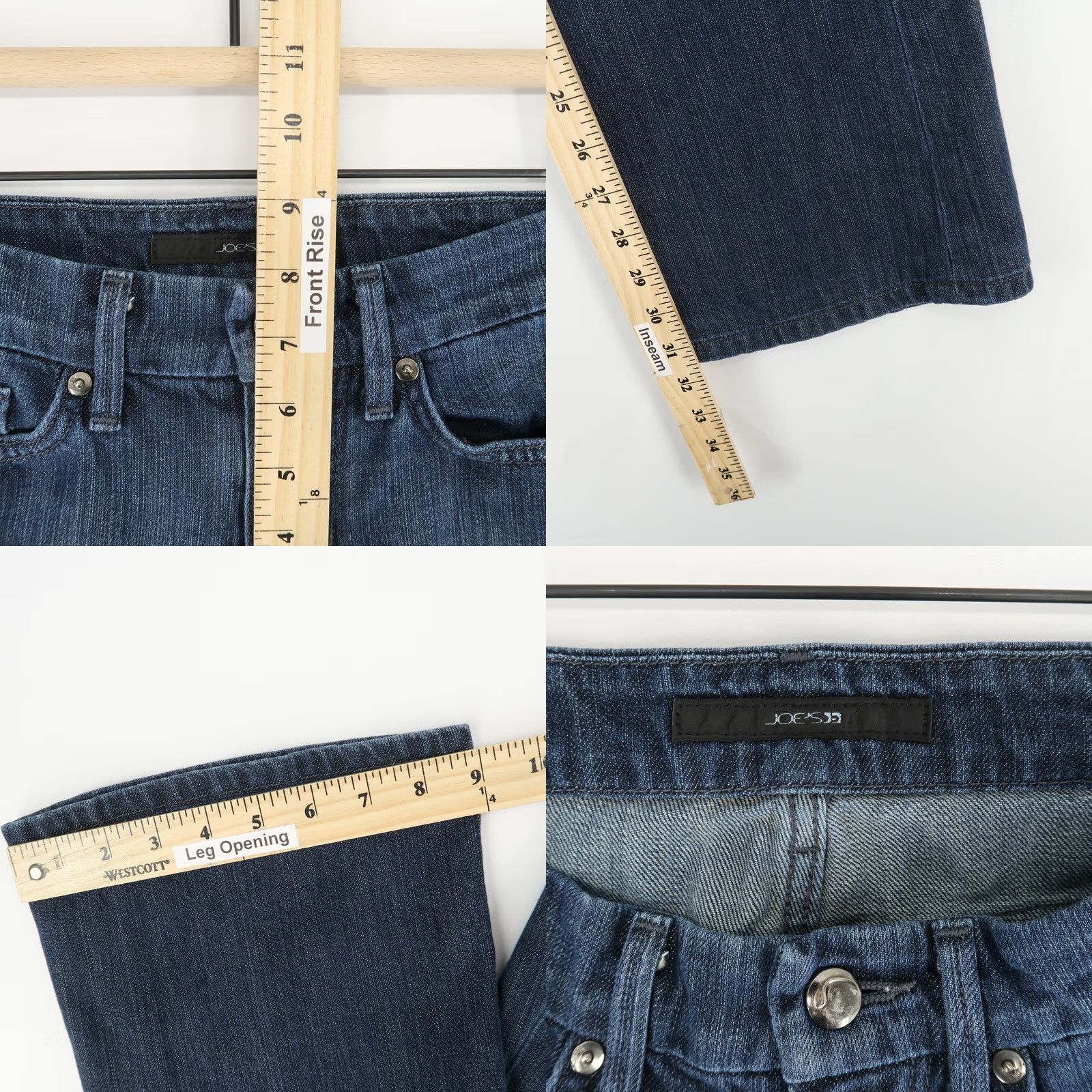 Vintage Joe's Jeans Womens 27 Blue Bootcut Low Rise Stretch Embellished Dark Wash Rocker Jeans Size 27" / US 4 / IT 40 - 8 Thumbnail