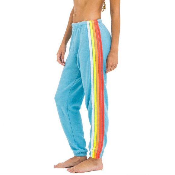 Aviator Nation Aviator Nation Light Blue 5 striped Track Pants Size 30" / US 8 / IT 44 - 3 Thumbnail