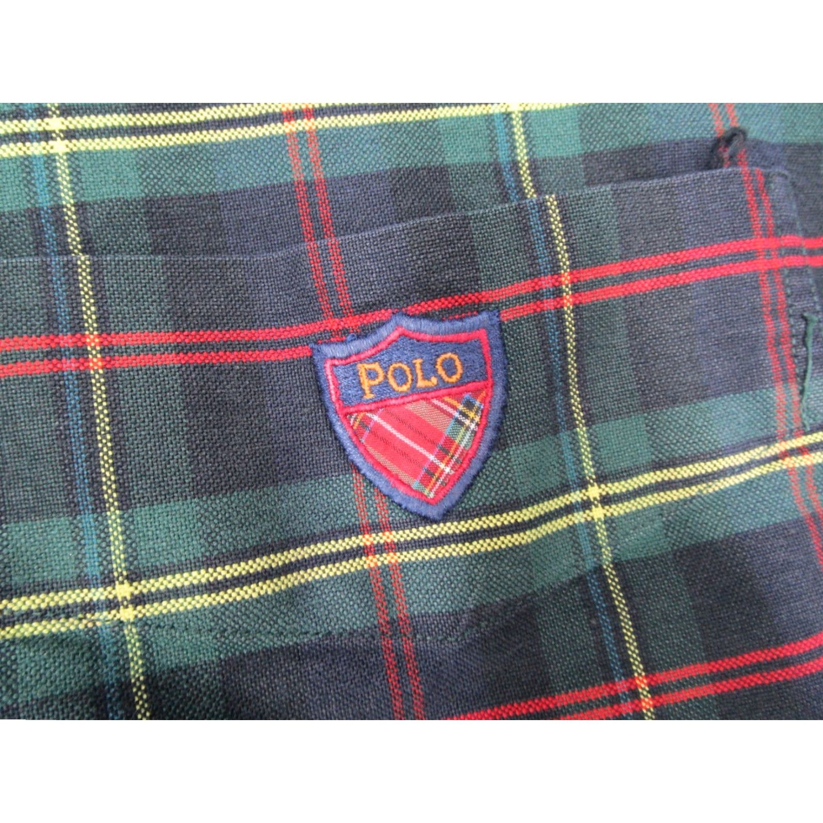 Ralph Lauren VINTAGE Ralph Lauren Shirt Mens Large Green Tartan Plaid Button-Up Shield Logo Big & Tall Size US L / EU 52-54 / 3 - 3 Thumbnail