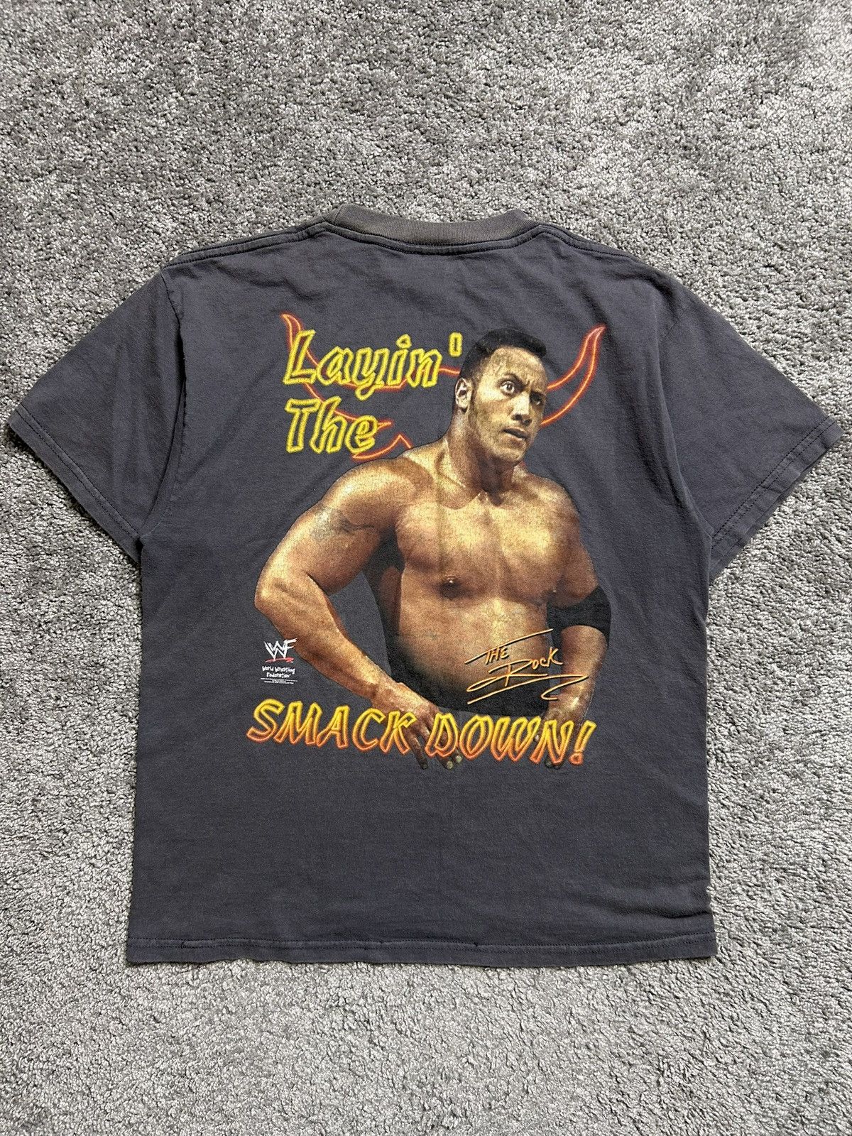 WWE Vintage 90s The Rock Layin the Smack Down WWE Wrestling Tee Size US XL / EU 56 / 4 - 1 Thumbnail