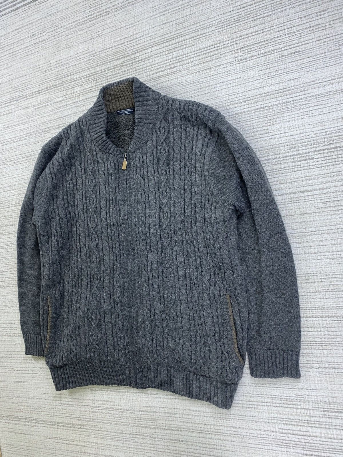 Japanese Brand × Kansai Yamamoto × Vintage Vintage Kansai Yamamoto Homme Lined Sherpa Knit Jacket Size US L / EU 52-54 / 3 - 4 Thumbnail