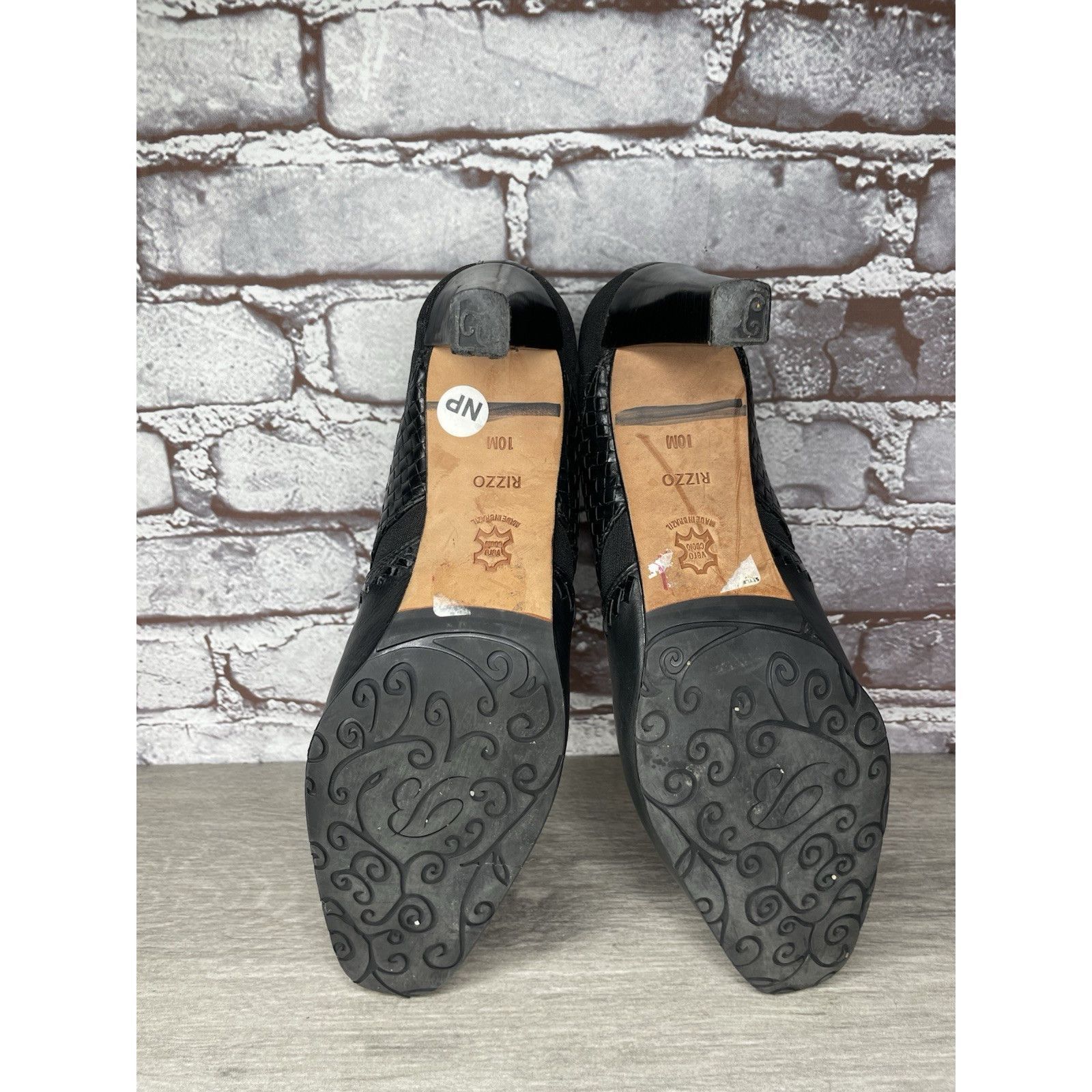 Brighton Brighton Rizzo Black Leather Silver Elastic Heel Ankle Booti Size US 10 / IT 40 - 18 Thumbnail