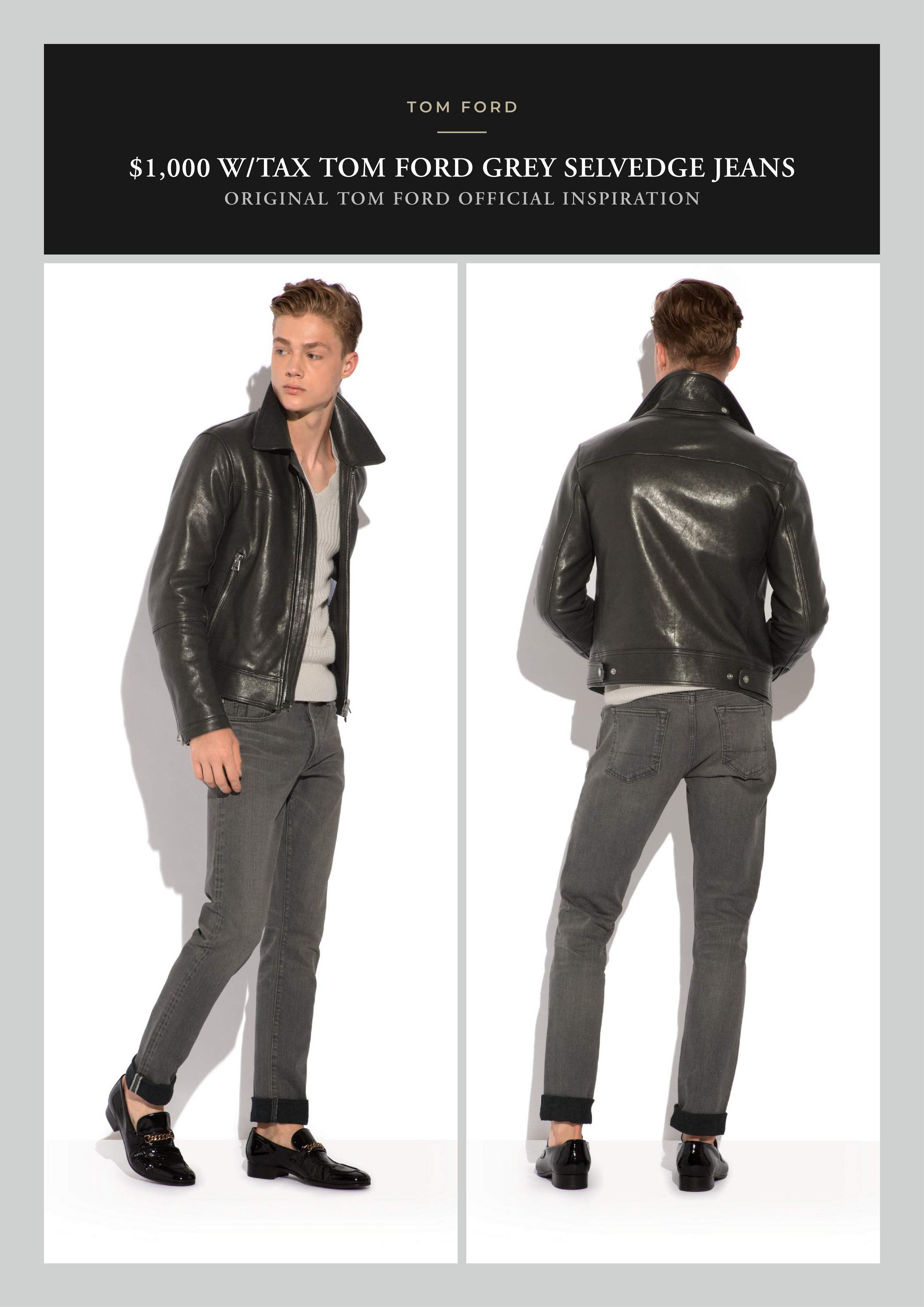 Tom Ford Fit 32, Effortless Cool $1K w/tax Contrast Cuff Selvedge Size US 36 / EU 52 - 3 Thumbnail