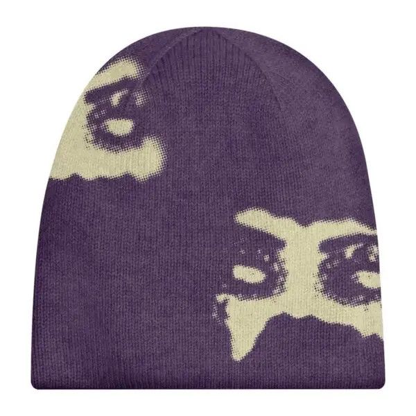 VIBE Graphic Y2K Beanie Hat Knitted cartoon Punk hip Hop winter Size ONE SIZE - 8 Thumbnail