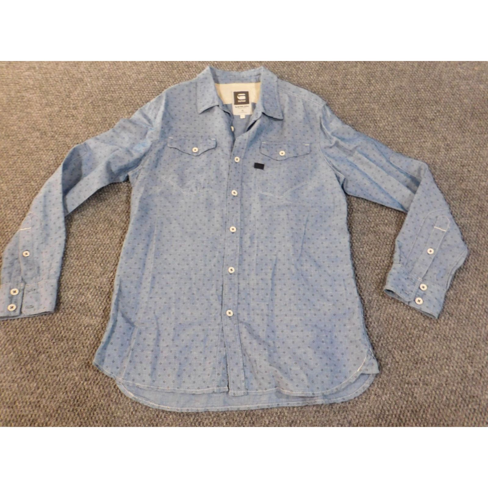 G-Star G-Star Shirt Men L Blue City Geometric Pockets NYC New York Button-Up Collared Long Sleeve Knit Cotton Vintage No? Size US L / EU 52-54 / 3 - 4 Thumbnail