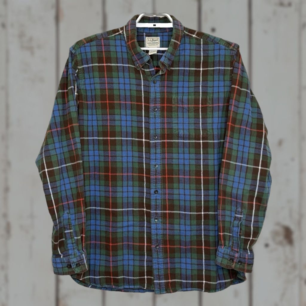 Vintage VINTAGE L.L. Bean Button Down Shirt Mens XL-Tall Blue Plaid Long Sleeve Traditional Fit Size US XL / EU 56 / 4 - 1 Thumbnail