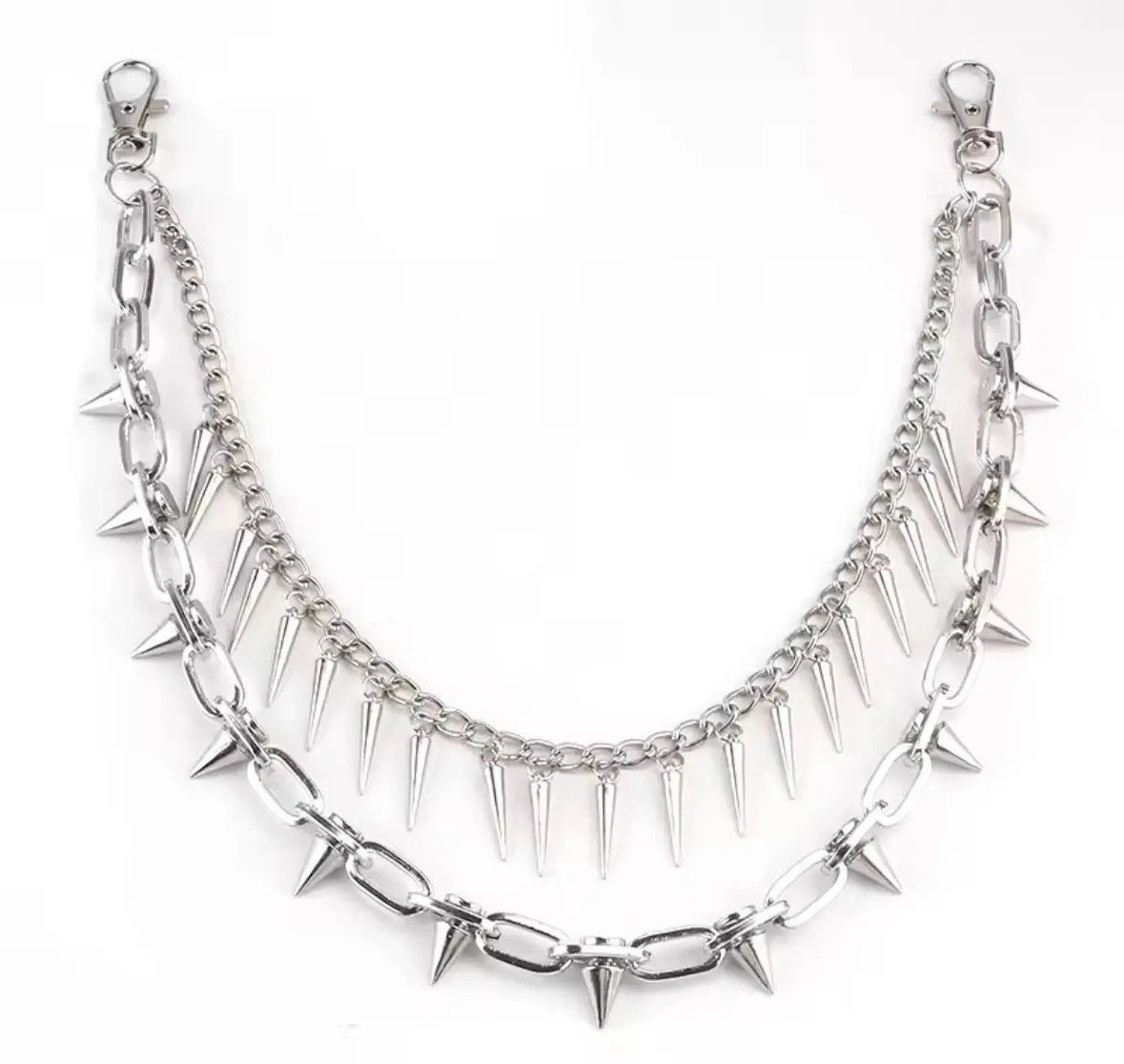 Other 2 Layers Punk Metal Pants Chain Wallet Belt Pointed Pendant Size ONE SIZE - 6 Thumbnail