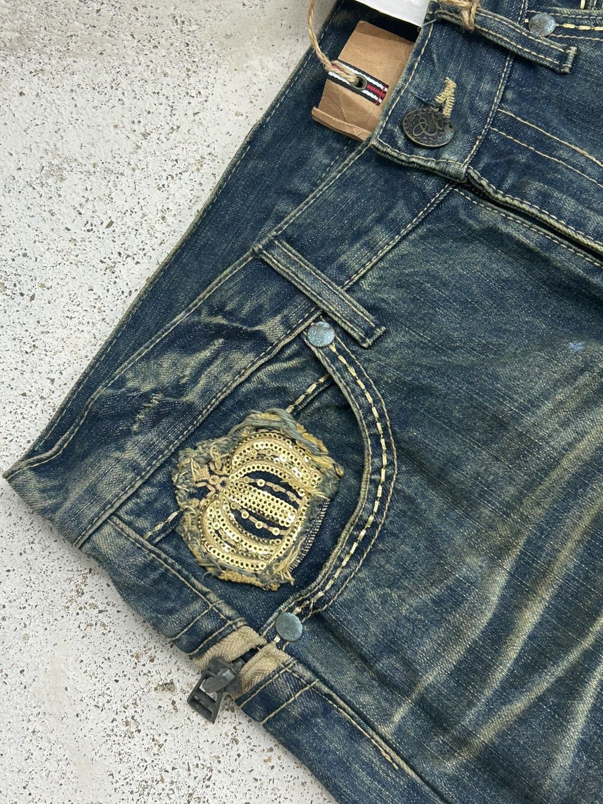 20471120 Embroidered Jeans Baggy with Patches Mud Washed Size US 32 / EU 48 - 6 Thumbnail