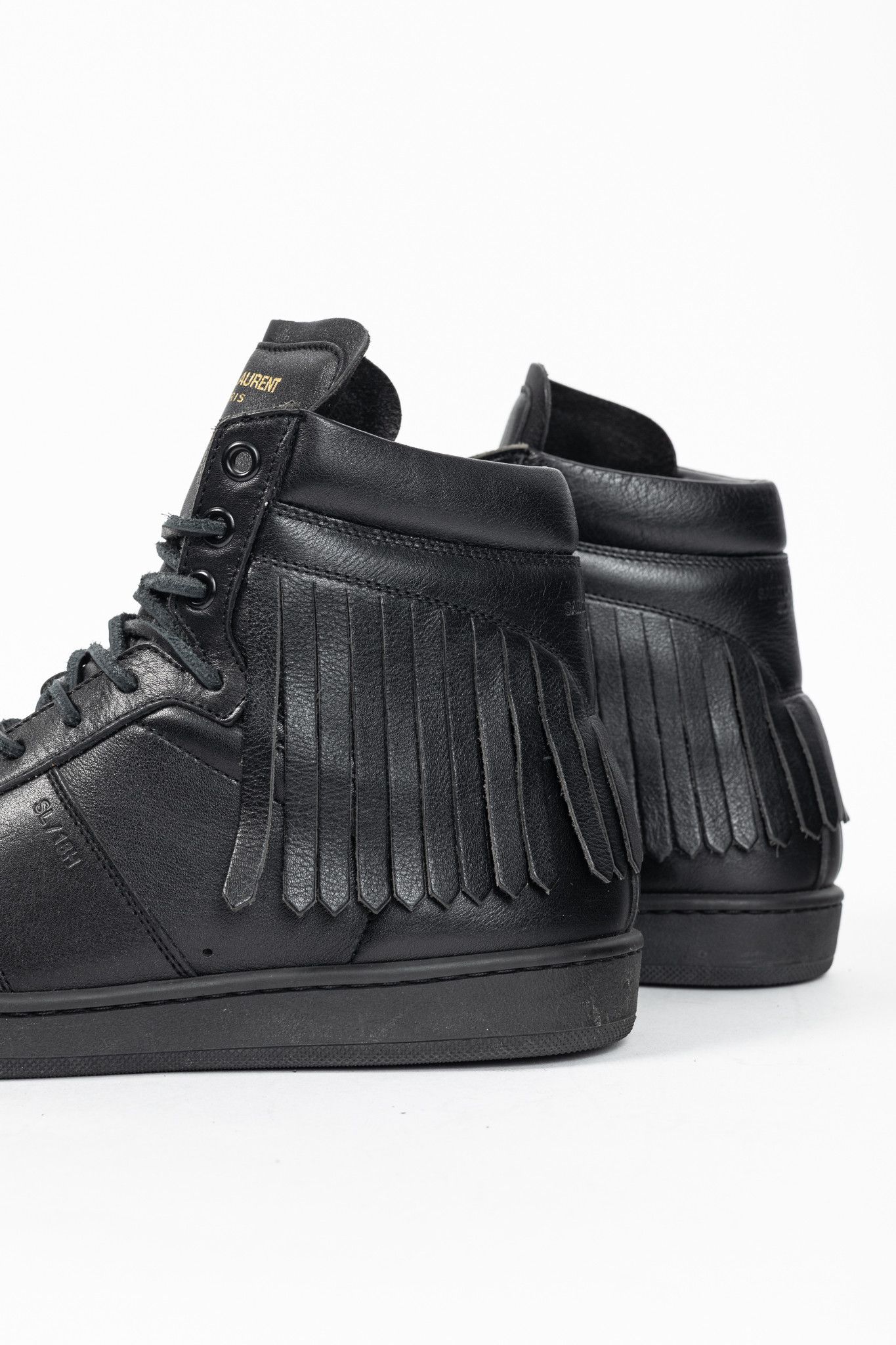 Saint Laurent Paris Saint Laurent SL/18H High Black Fringe High-Top Sneakers Size US 6 / EU 39 - 9 Thumbnail