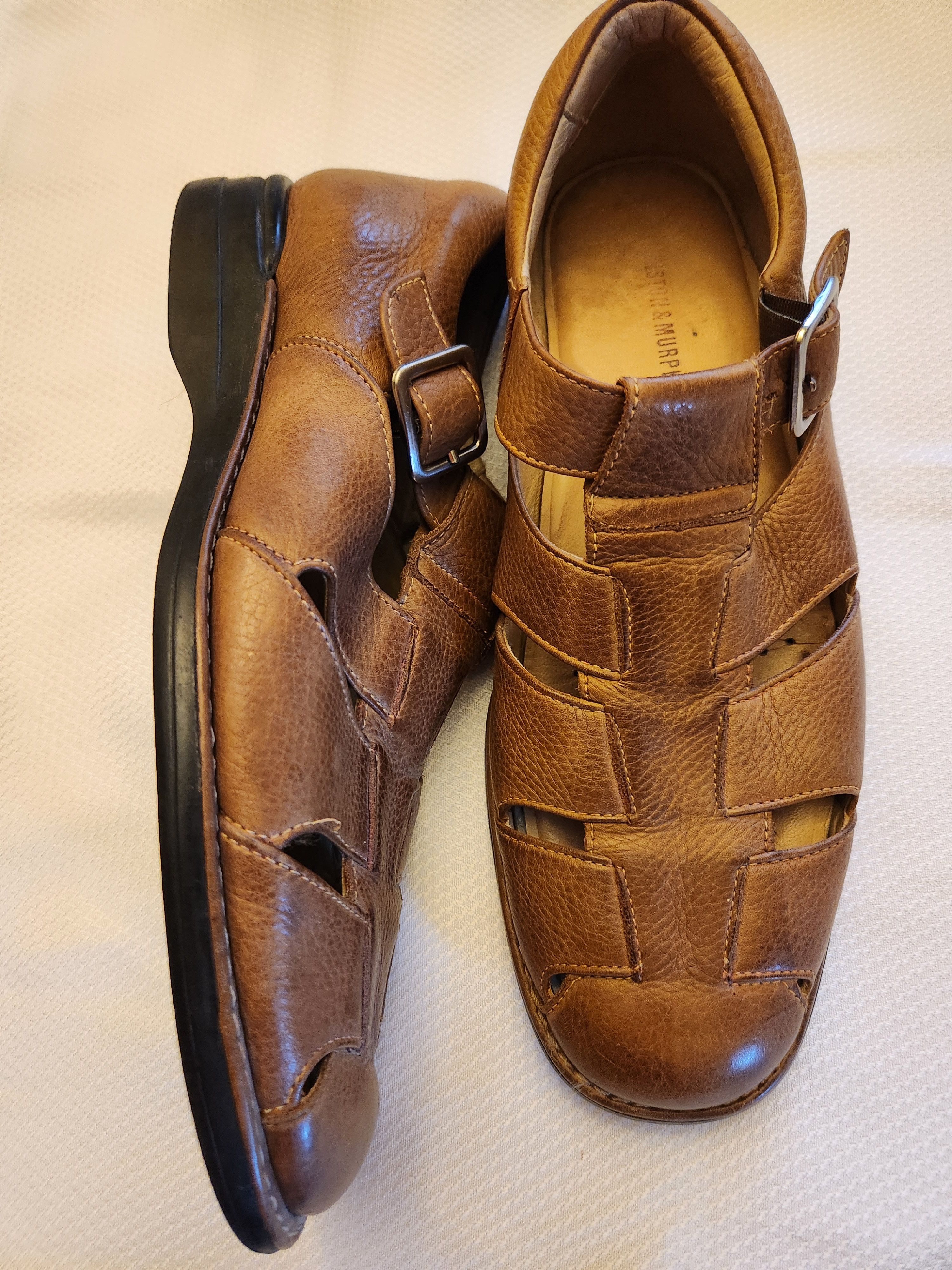 Johnston & Murphy Men's Brown Leather Dress Sandals with Buckel Size US 11 / EU 44 - 2 Thumbnail