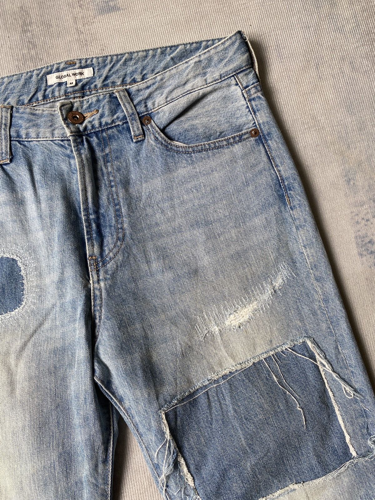 Global Work × Japanese Brand Global Work Japan Distressed Patchwork Design Jeans Size US 32 / EU 48 - 11 Thumbnail