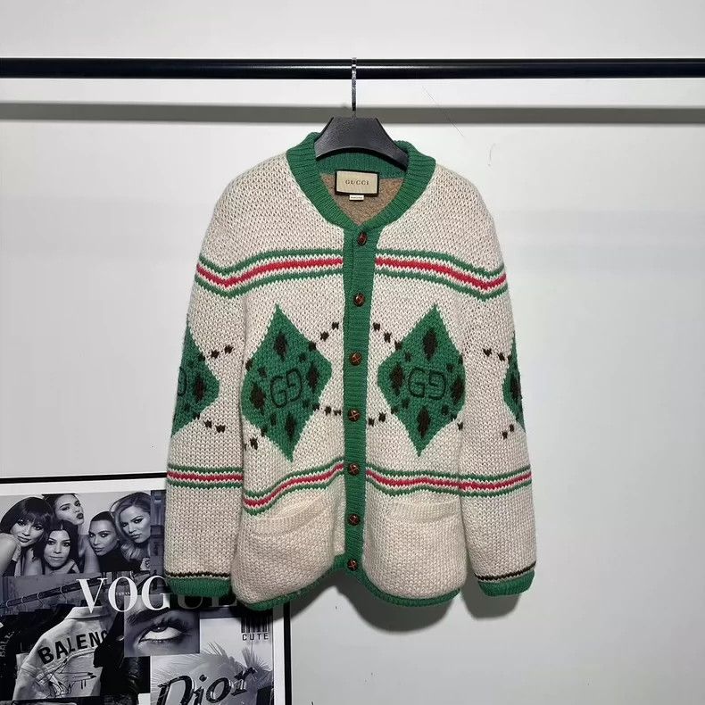 Gucci Ivory Green Alpaca Cardigan by Gucci-dmc Size US XS / EU 42 / 0 - 1 Thumbnail
