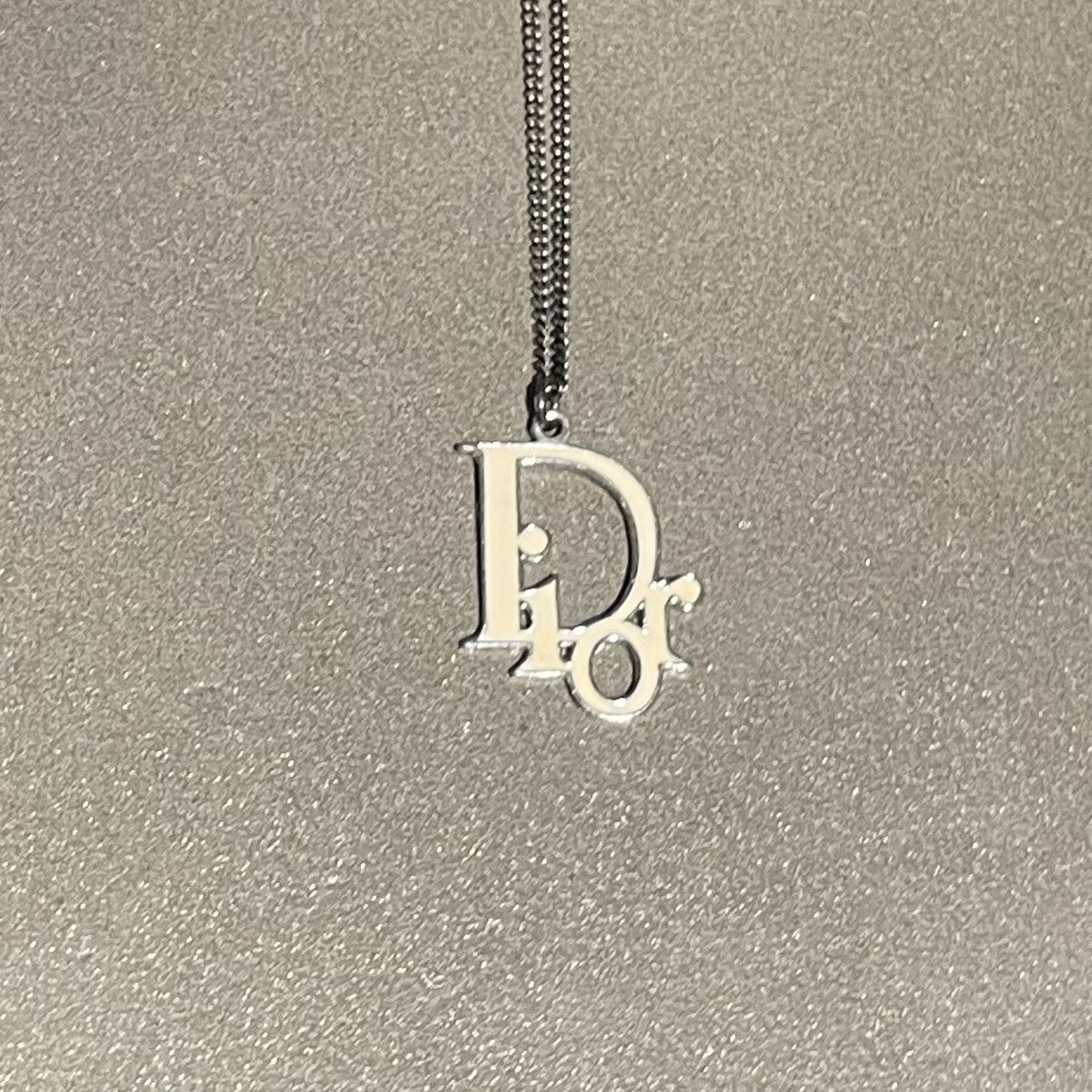 Dior x Jewelry Créme Oblique Logo Enamel Pendant in Silver, Men's